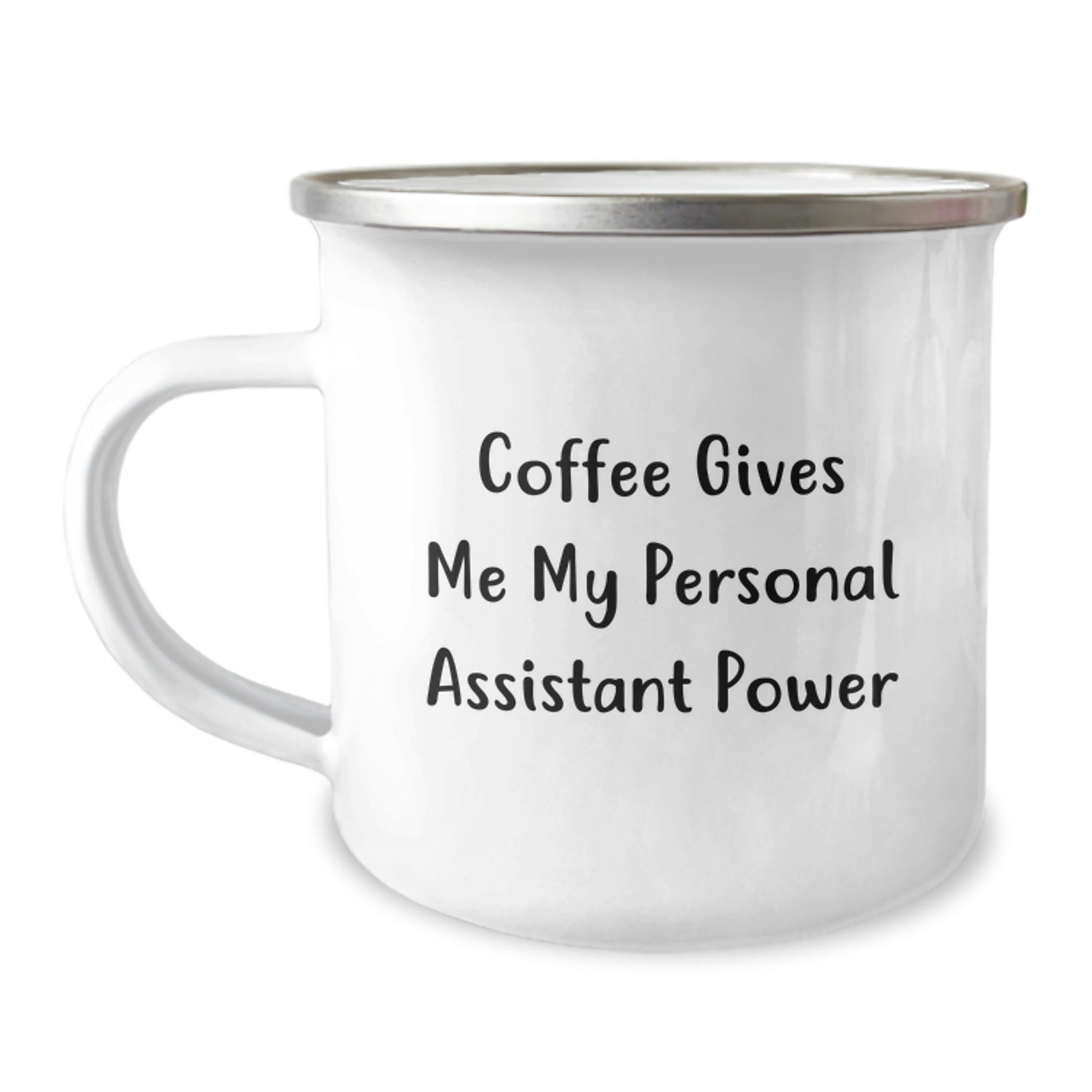 Funny Personal Assistant Gifts from Friends, Christmas Unique Mugs for Men Women Coworkers, Coffee Gives Me My Power Stainless Steel Camping Mug