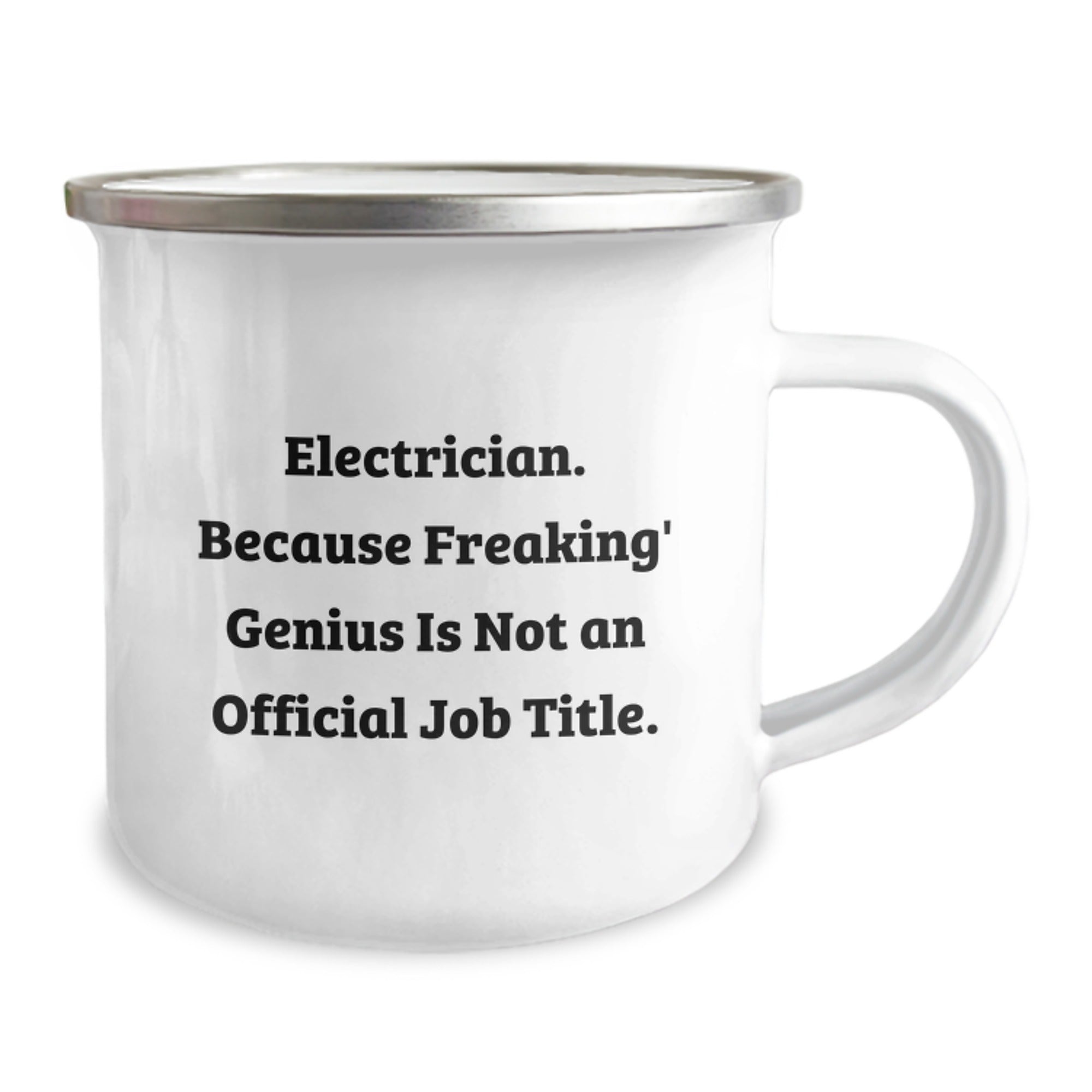 Funny Electrician Gifts from Friends Men - Electrician Camping Mug, Graduation Unique Gifts for Electrician, Funny Quote 'Electrician. Because Freaking' genius Is Not An Official Job Title.' - Image 2