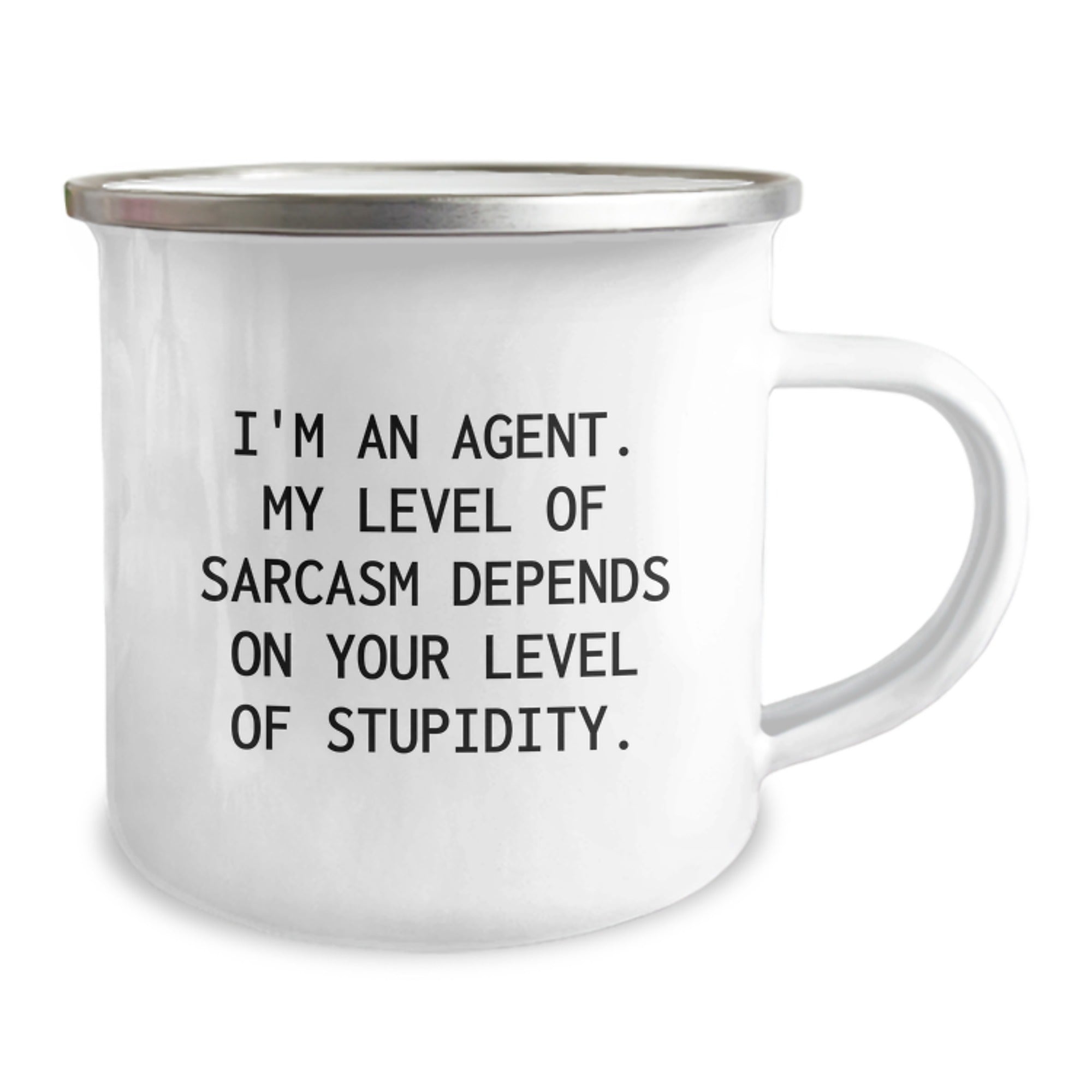 Funny Agent Gifts from Men for Men - I'm An Agent Sarcasm Level Mug, 12 oz Stainless Steel Camping Mug for Christmas Unique Gifts - Image 2
