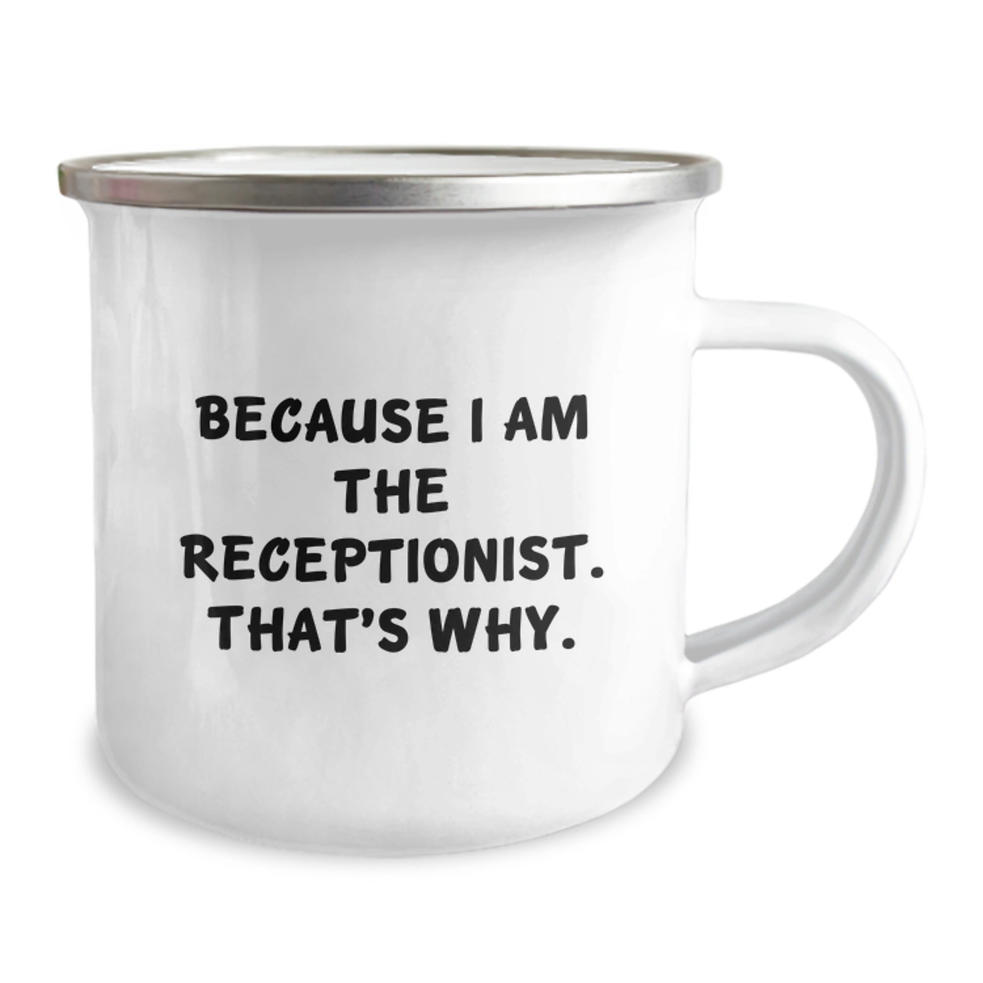 Funny Receptionist Gifts for Receptionist, Enamel Camping Mug for Christmas, Inspirational 'I Am The Receptionist' Quote Gifts from Family for Coworkers - Image 2