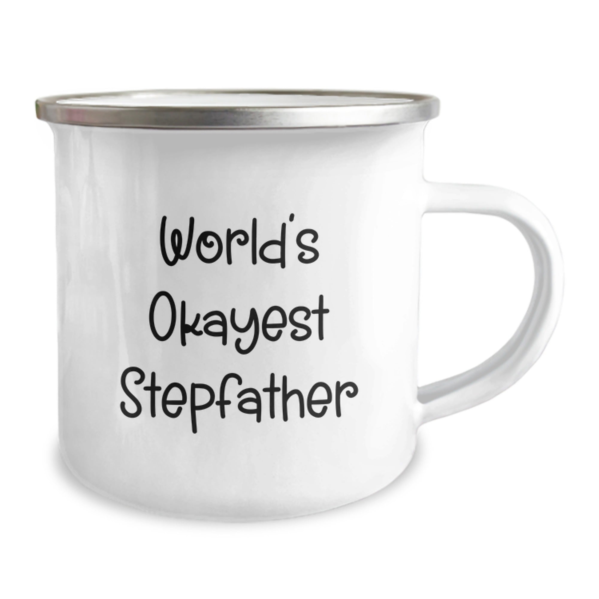 Funny Christmas Unique Gifts for Stepfather - World's Okayest Stepfather Camping Mug, Gifts from Family, Unique Men's Personalized Mugs - Image 2