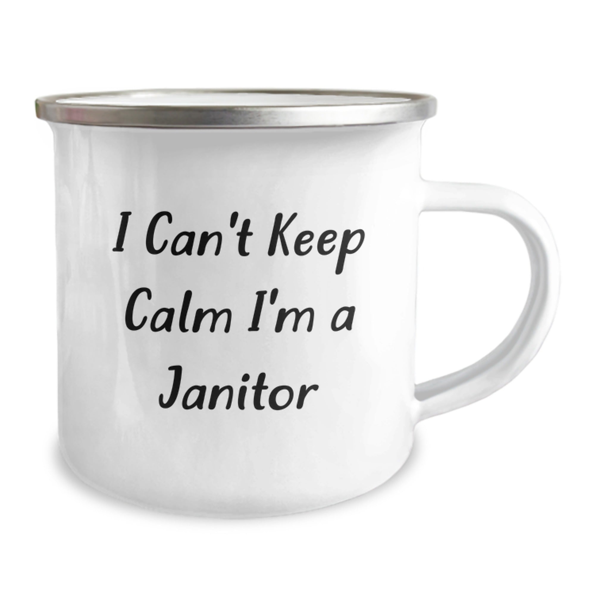 Janitor Gifts from Friends - I Can't Keep Calm I'm A Janitor Funny Camping Mug, Perfect for Janitors and Graduation, 12 oz Stainless Steel with Enamel Finish, Hand Wash Recommended - Image 2