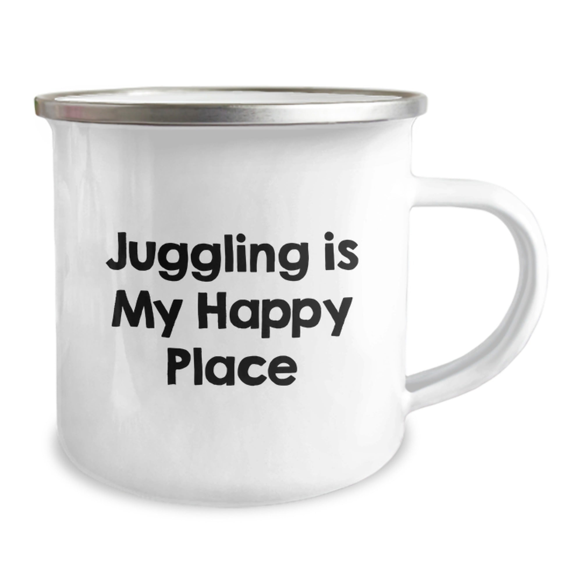 Christmas Gift for Her - Juggling Is My Happy Place Enamel Camping Mug - Image 2