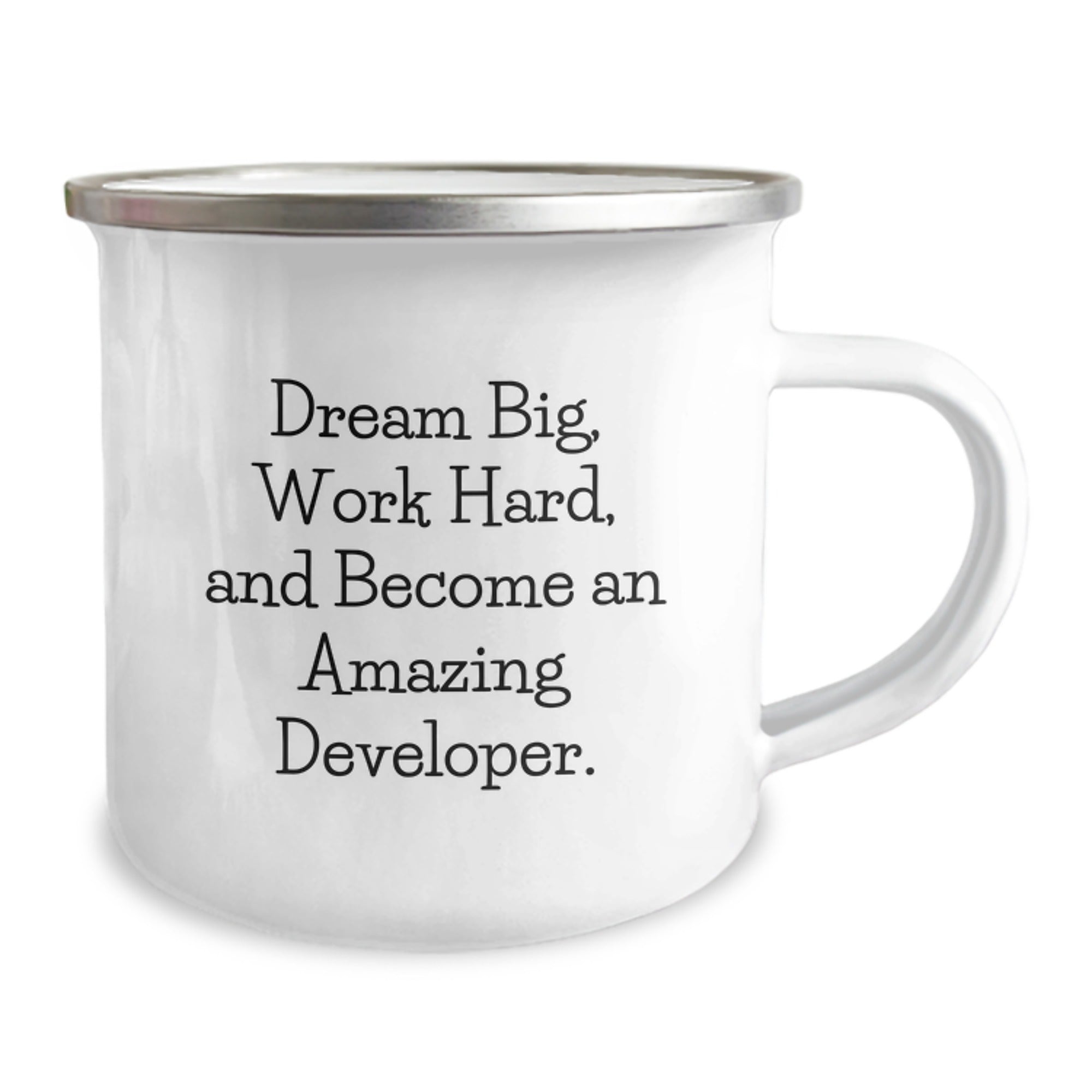 Funny Developer Gifts from Friends, Camping Mug for Men and Women with Inspirational Quote 'Dream Big, Work Hard, And Become An Amazing Developer.' - Christmas Unique Gifts - Image 2