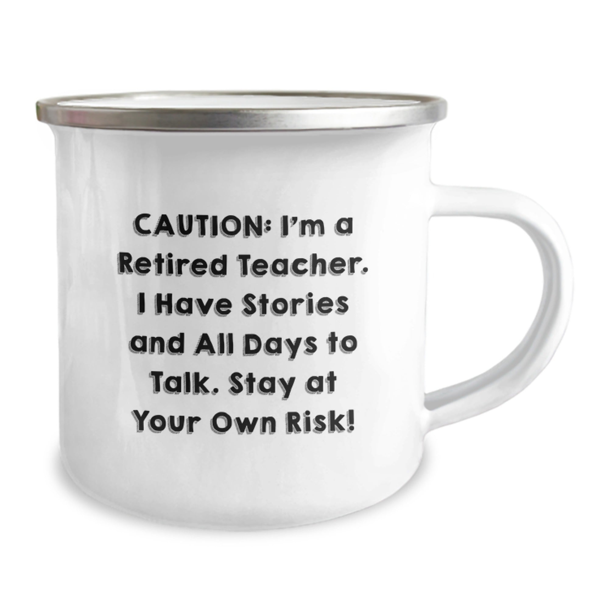 Funny Teacher Gifts for Men, Gifts from Men to Teacher, Camping Mug with Caution: I'm A Retired Teacher, Perfect Unique Christmas Unique Gifts - Image 2