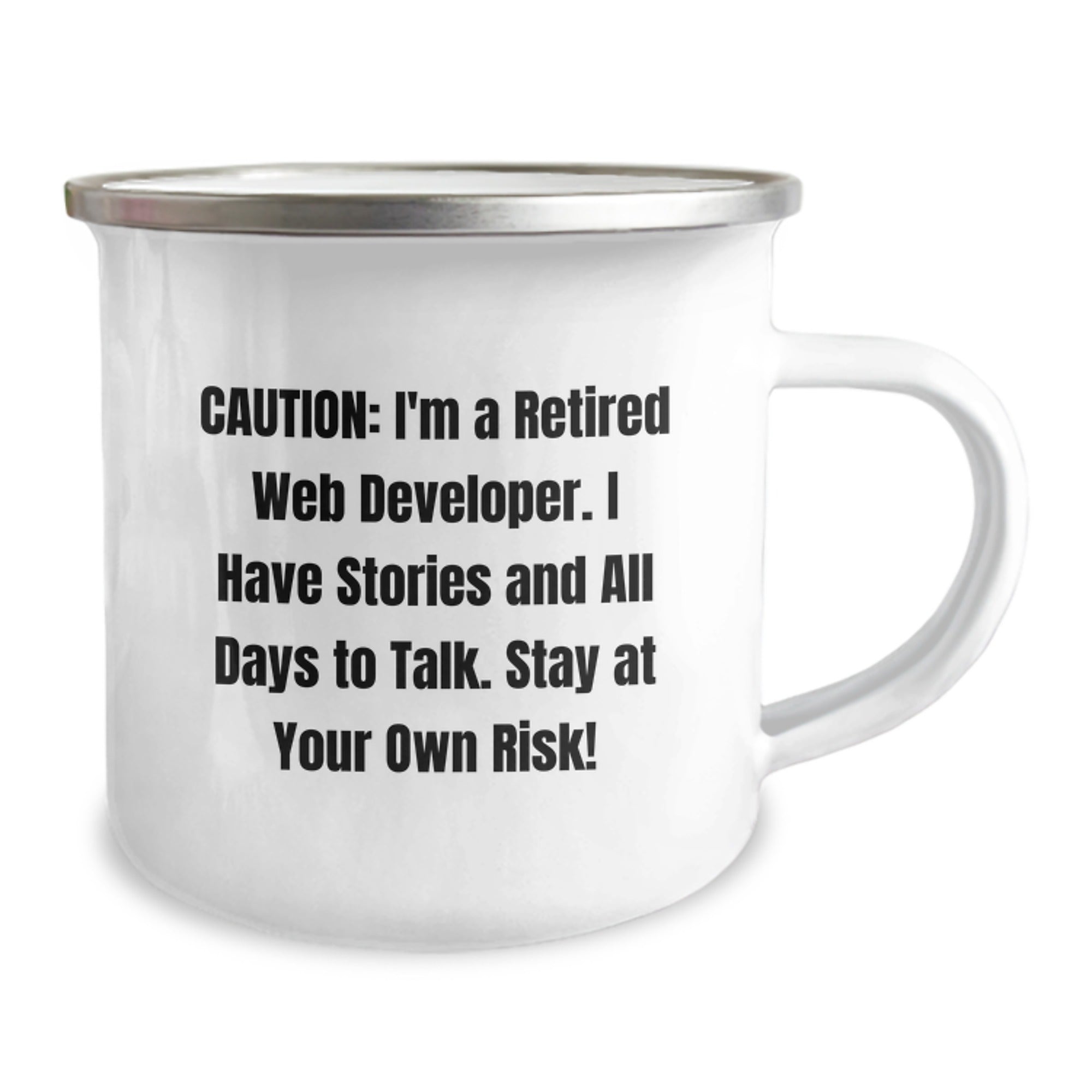 'Code Warnings' Funny Web Developer Camping Mug, Gifts from Friends, Coworkers, or Family, Perfect for Birthday, 12 oz Stainless Steel with Enamel Finish, Web Developer Gifts - Image 2