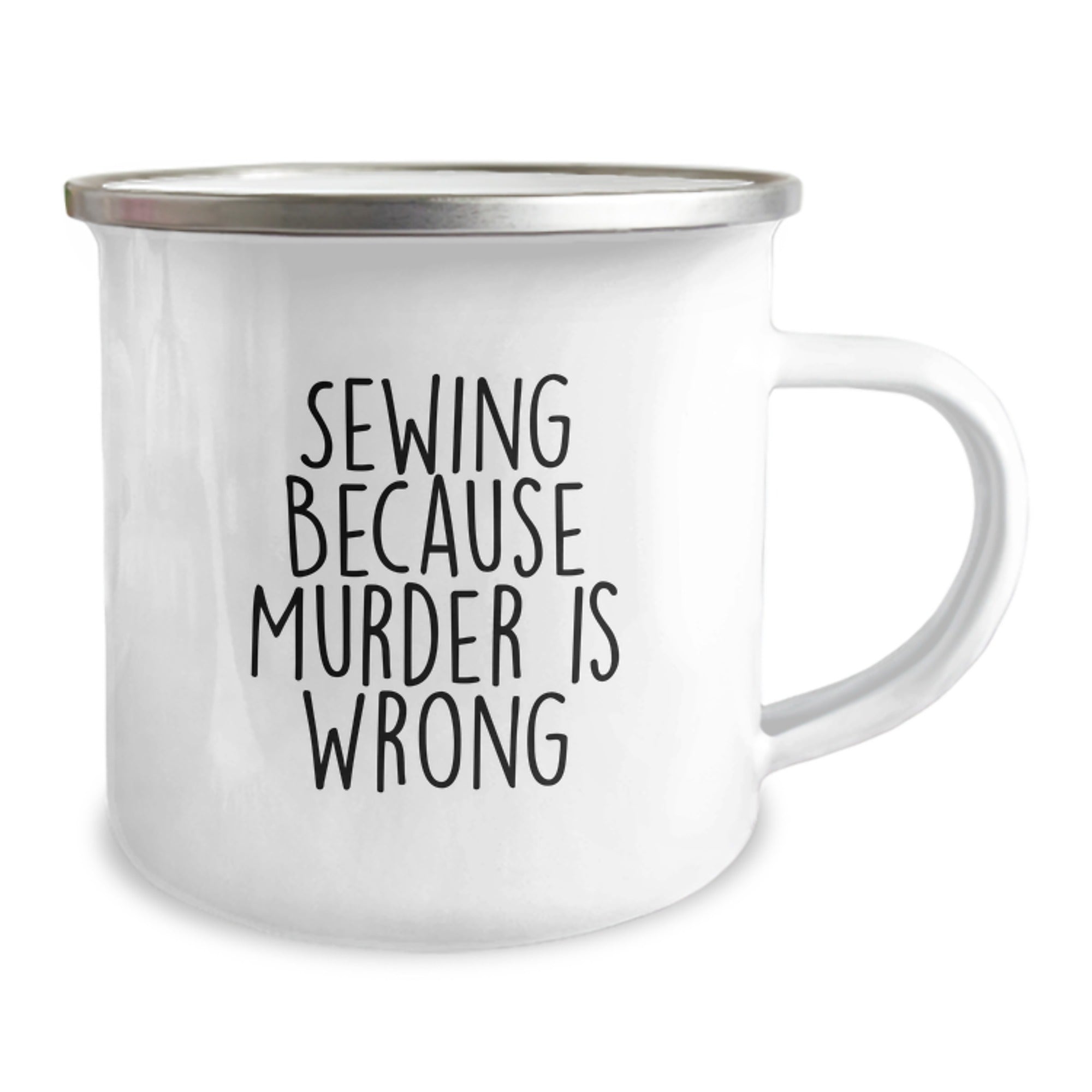 Sewing Enthusiasts Gifts from Friends for Birthday Fun with Quirky Quote, Camping Mug, 12 oz Stainless Steel with Enamel Finish - Image 2