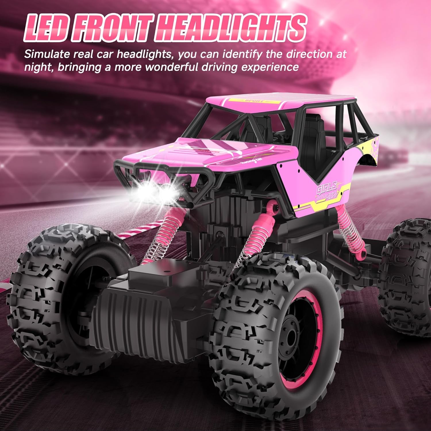 1:12 RC Monster Truck - 4WD Off-Road Remote Control Car, Dual Motors, Headlights, Rechargeable, Gift for Boys & Girls