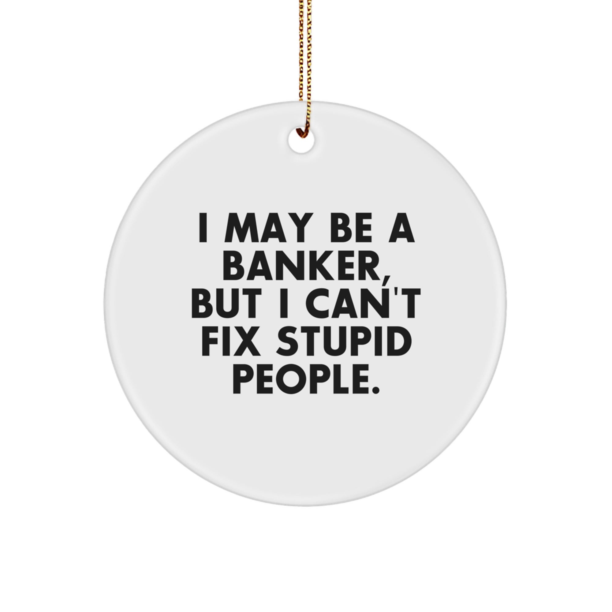 Funny Banker Gifts - I May Be A Banker, But I Can't Fix Stupid People. Circle Ornament for Christmas Unique Gifts from Men to Bankers