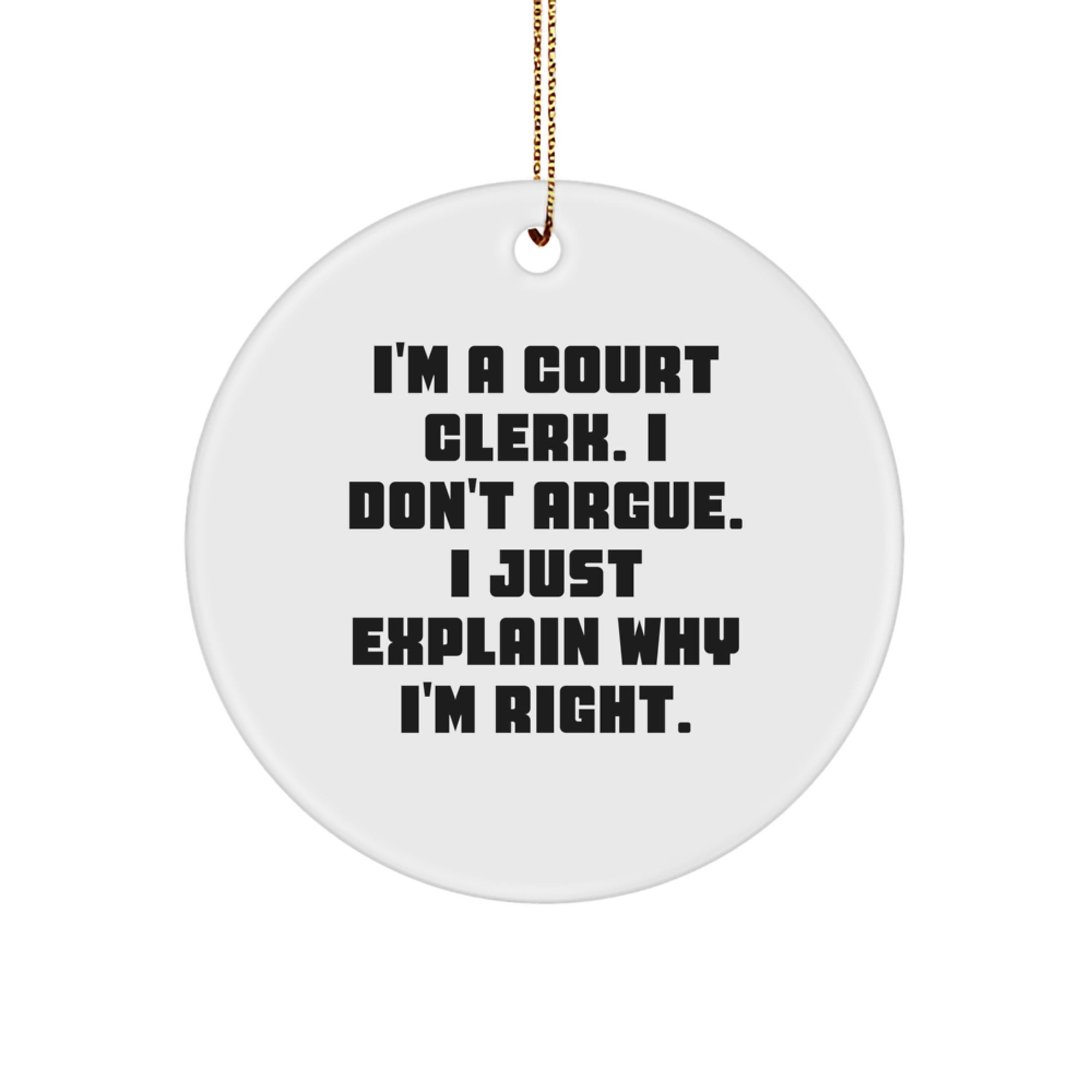 Court Clerk Memento Circle Ornament for Teens Christmas Gift