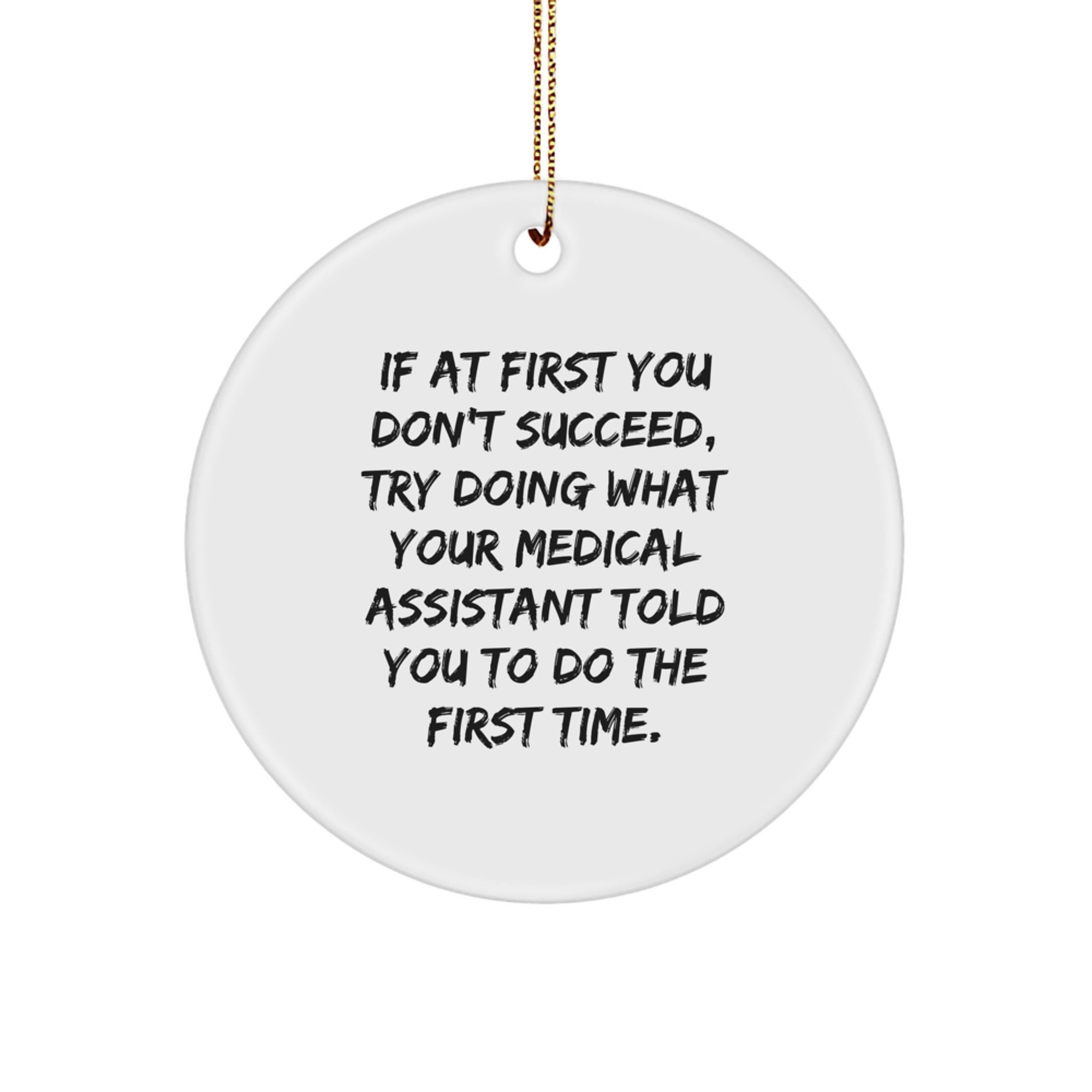 Funny Medical Assistant Gifts from Friends - Circle Ornament for Medical Assistant - If At First You Don't Succeed Try Doing What Your Medical Assistant Told You To Do The First Time