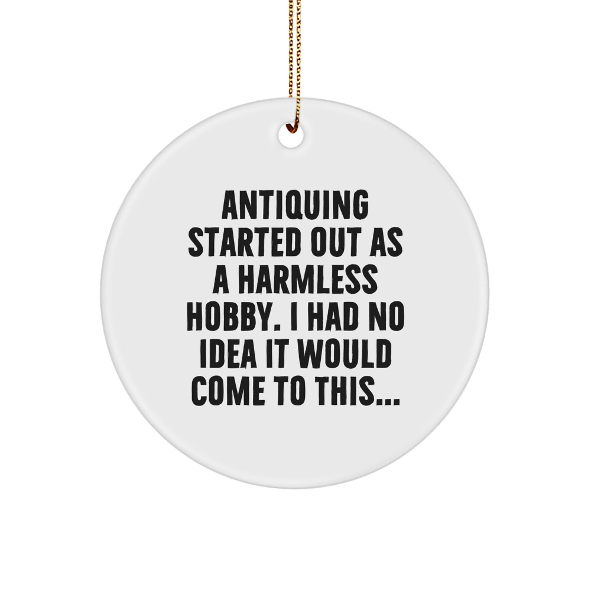 Gifts from Family and Friends for Antiquing Enthusiasts - Funny Quote Circle Ornament, Christmas Decorations for Women or Men - Image 1