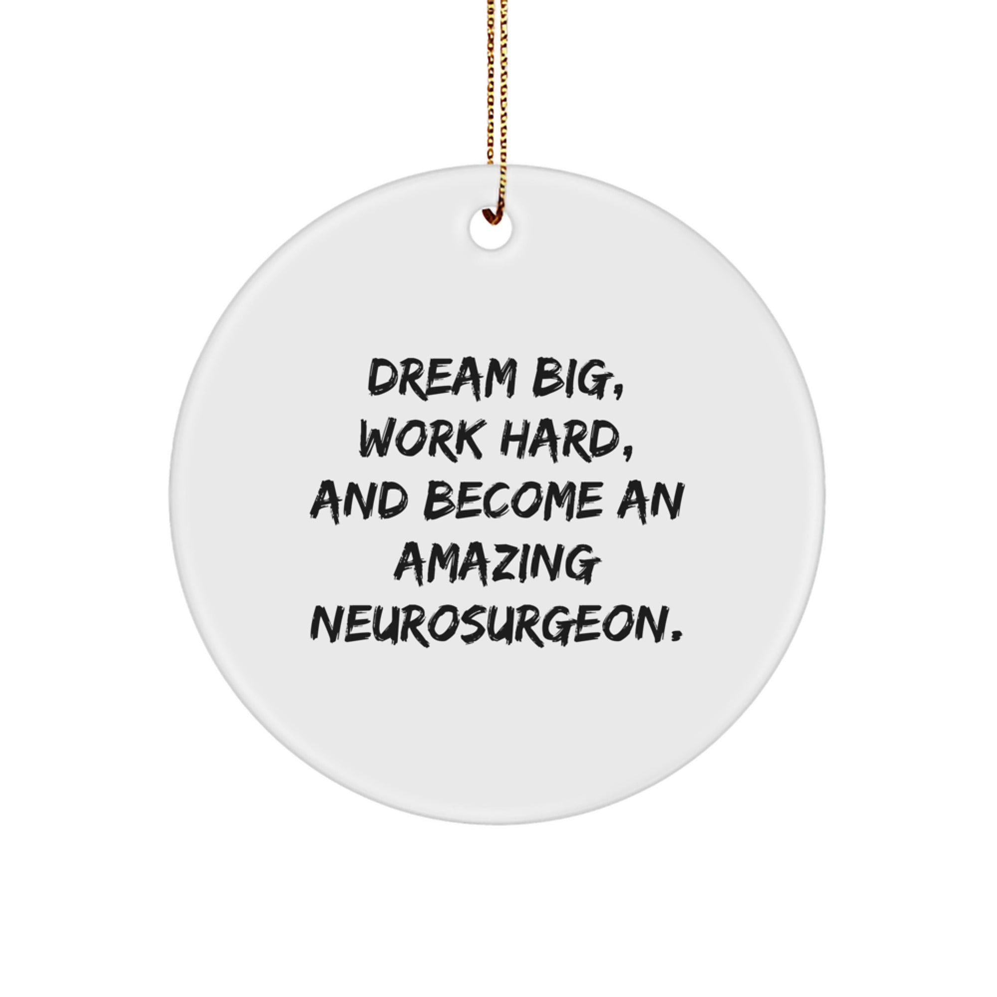 Inspirational Gifts from Friends, Coworkers, Family, to Amazing Neurosurgeon Men, Women, with Dream Big, Work Hard Quote, Cute Circle Ornament, Christmas Unique Gifts