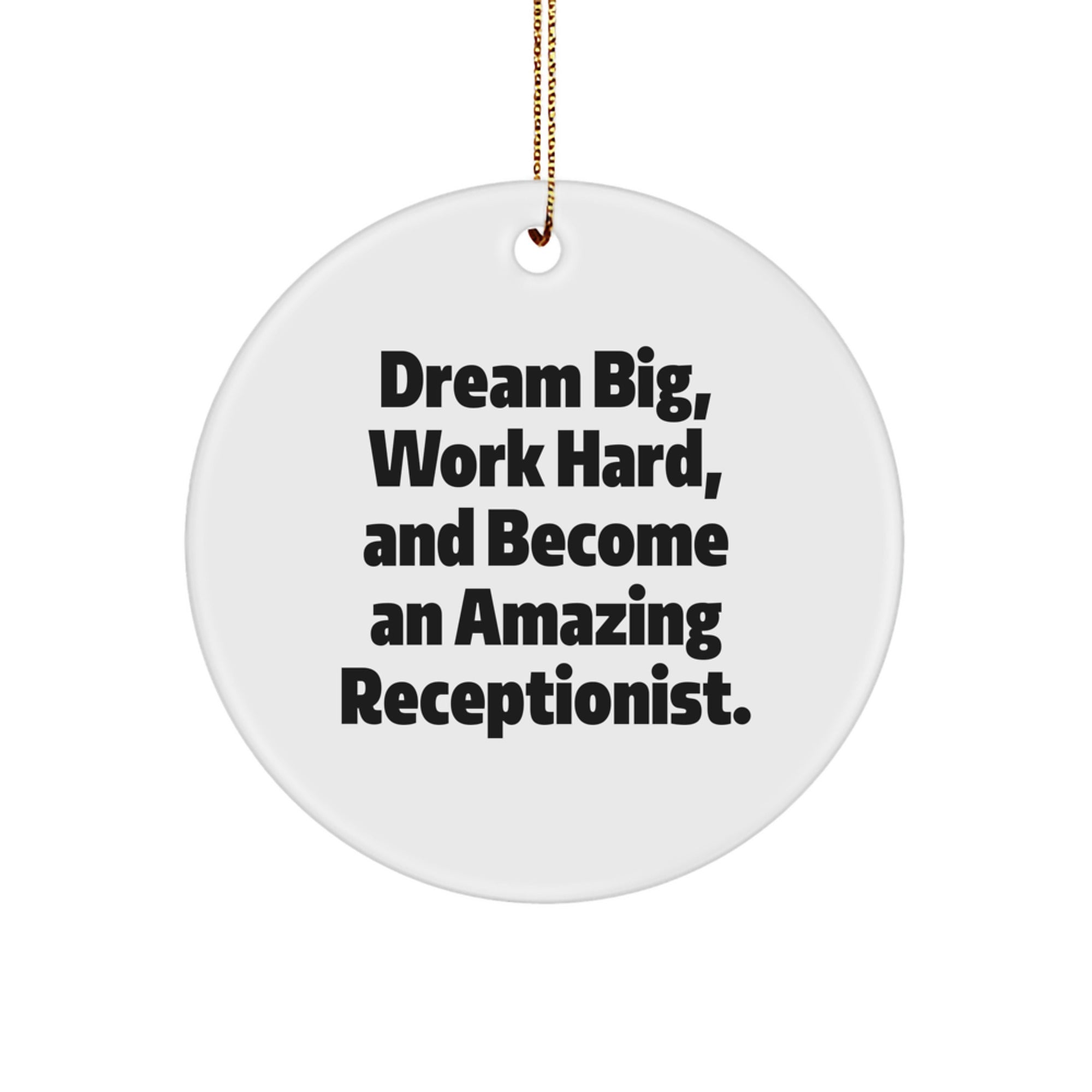 Unique Gifts from Family for Receptionist Christmas Ornament - Dream Big, Work Hard, Amazing Quote
