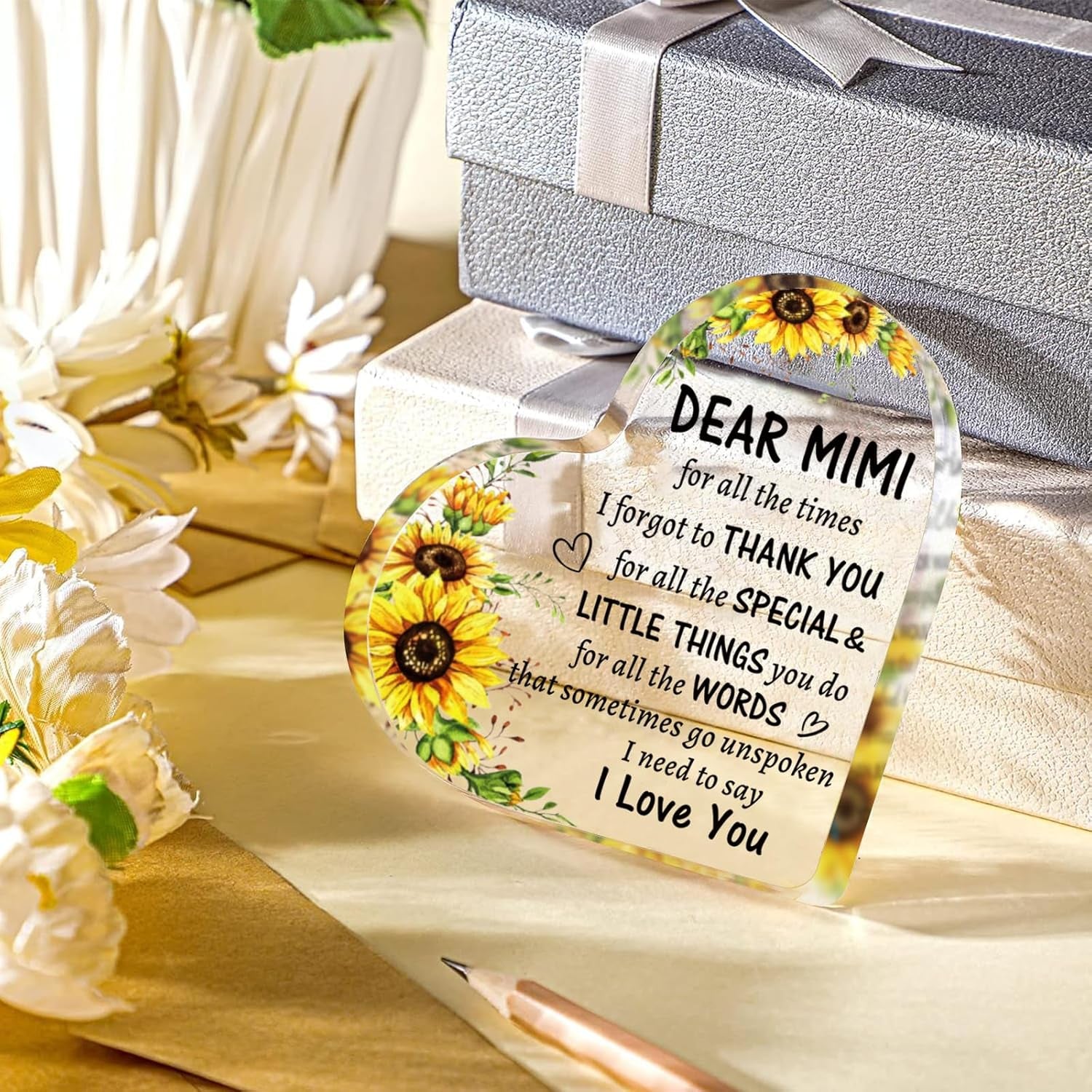 Mimi Mothers Day Gifts from Grandkids, to My Nana Acrylic Heart Sign Keepsake Presents, Birthday Christmas Valentines Day Gifts for Mimi Grandma Grandmother