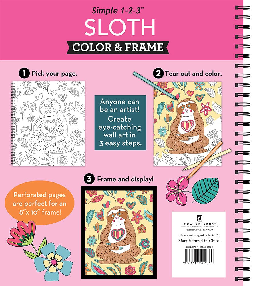 Color & Frame - Sloth (Adult Coloring Book)