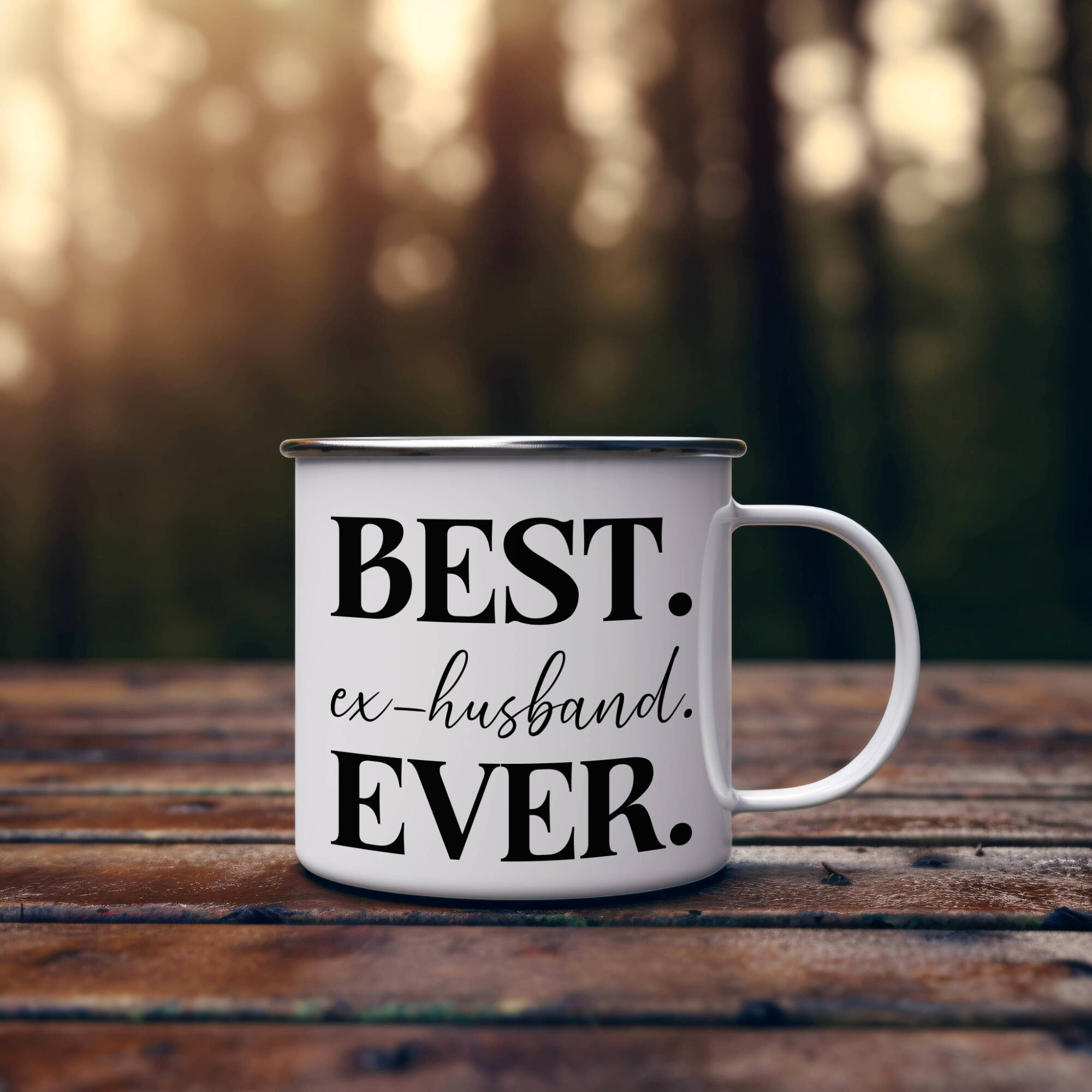 Best ex-husband Ever Coffee Mug, ex-husband Superlative 12oz White Enamel Camping Mug, Stainless Steel Mug Gift for ex-husband