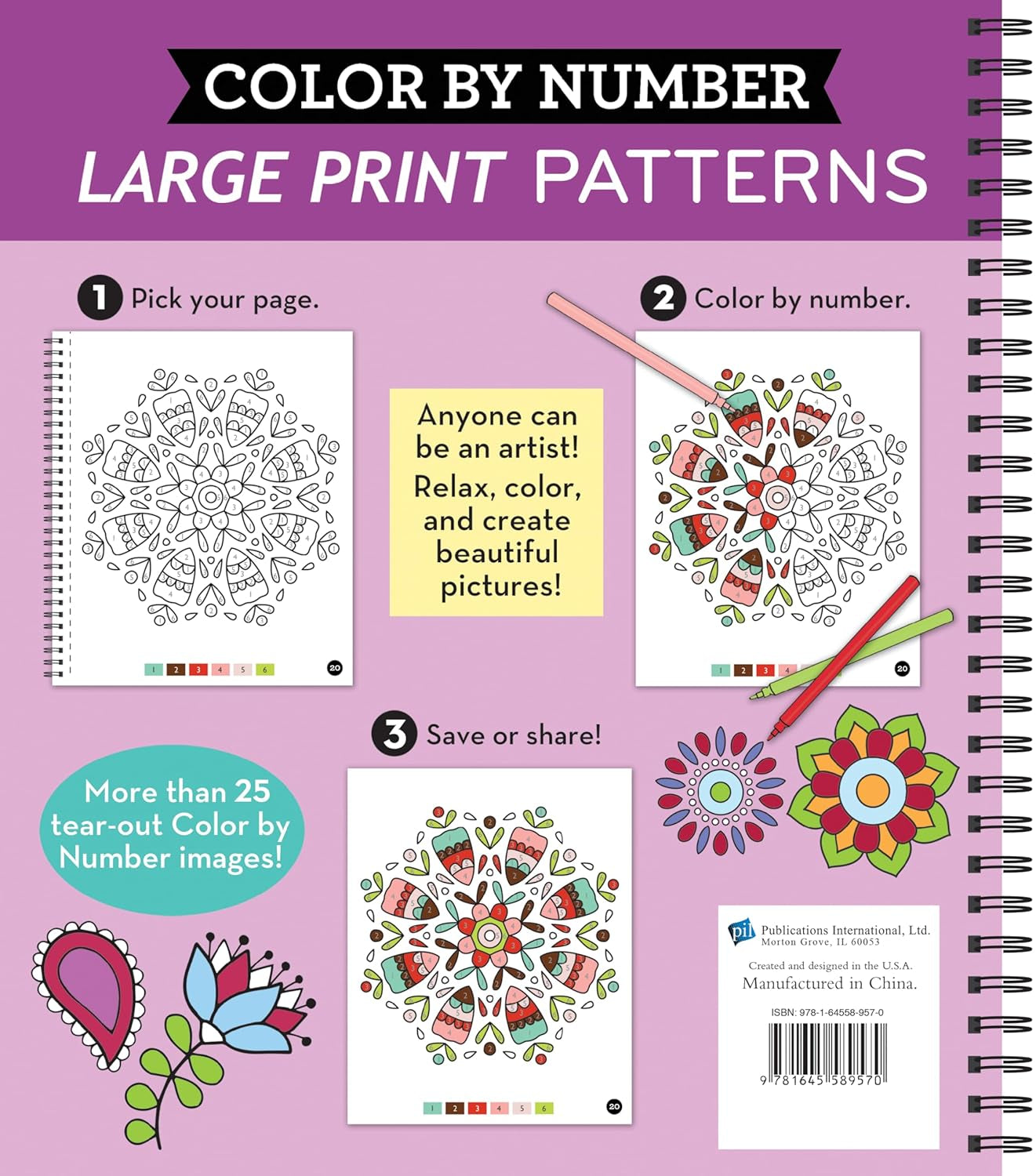 Brain Games - Color by Number - Large Print: Patterns (Stress Free Coloring Book)