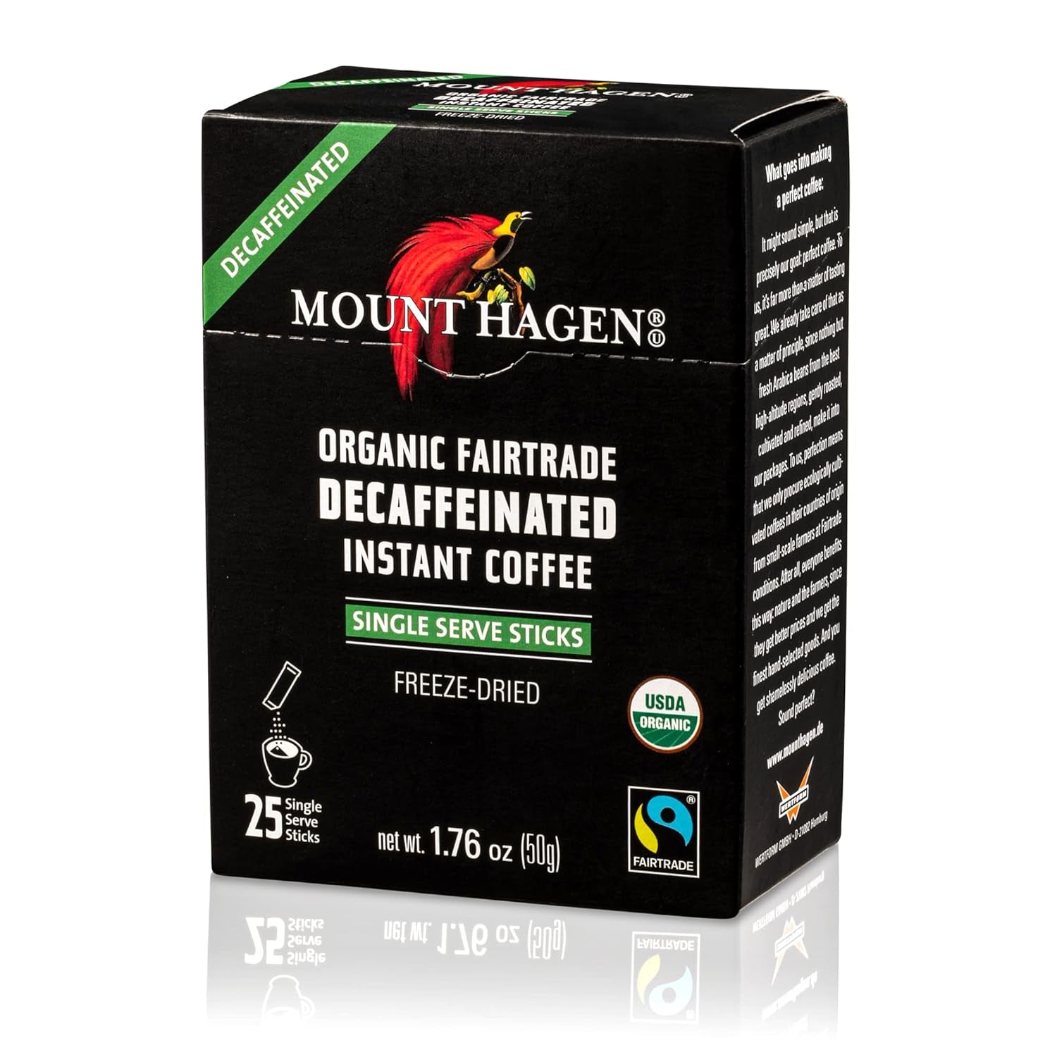 25 Count Single Serve Instant Decaf Coffee | Decaffeinated Organic Arabica Beans | [25 Sticks/1.76Oz/50G]