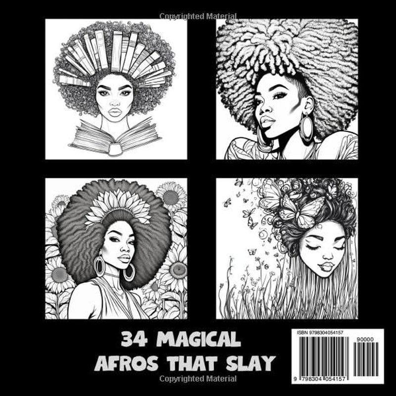 Magical Afro Coloring Book: 34 Unique Fun Illustrations of Black Woman Magical Afros