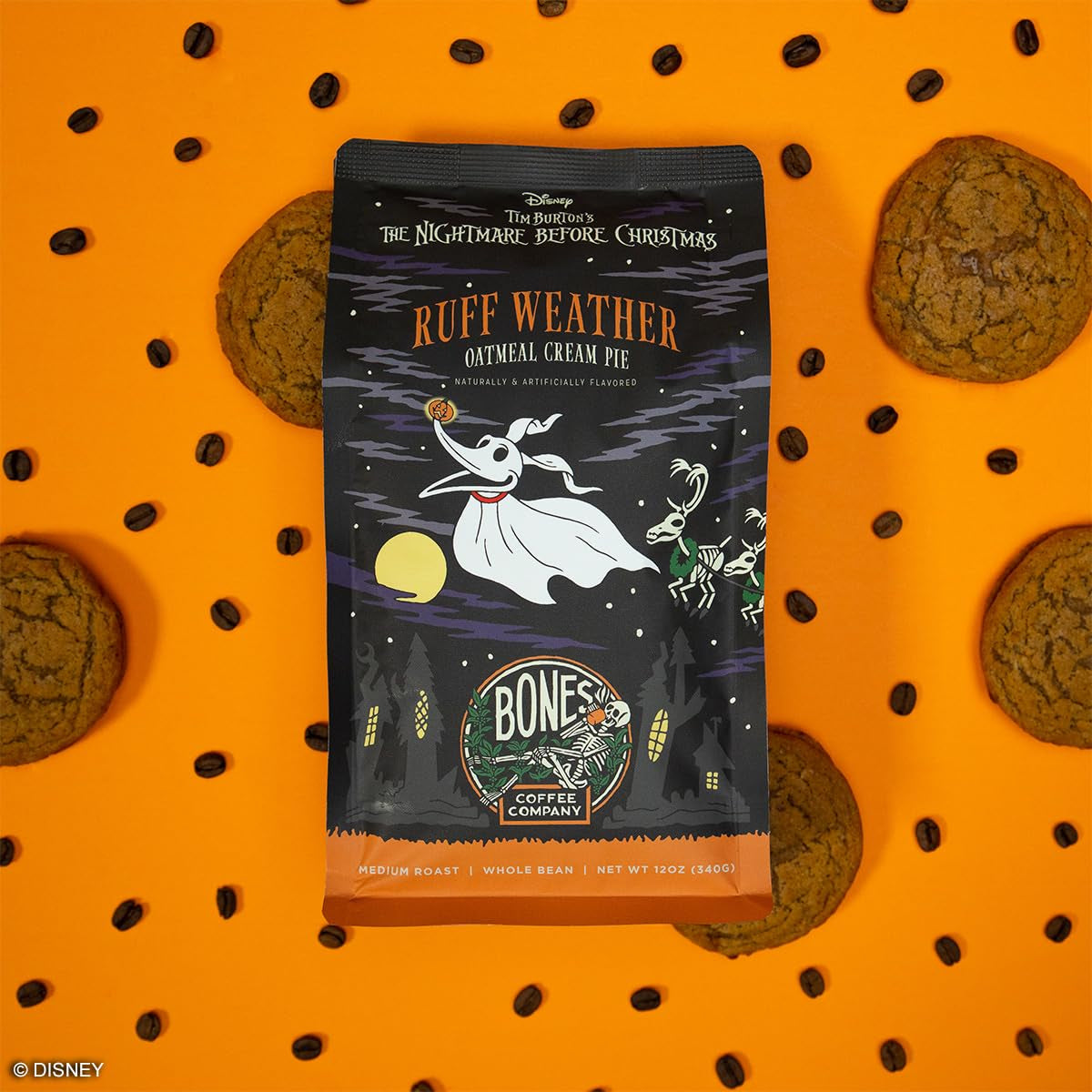 Nightmare Before Christmas Oatmeal Creampie Flavored Coffee Beans - Medium Roast, Low Acid (12 Oz)