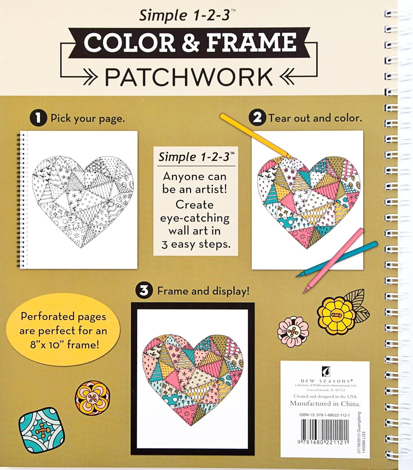 Color & Frame - Patchwork (Adult Coloring Book)