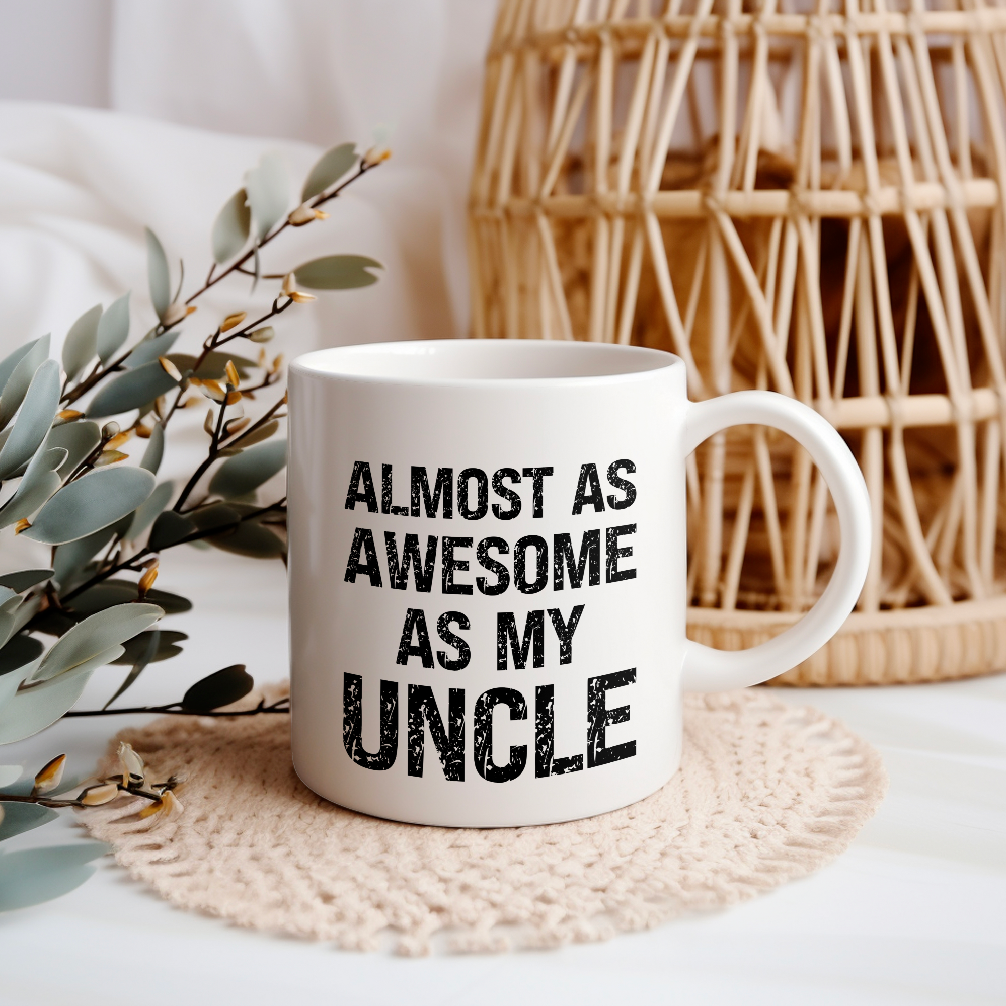 Funny Coffee Mug – Almost As Awesome As My Uncle, 11oz or 15oz White Ceramic Coffee Mug, Gift for Uncle, Family Gift