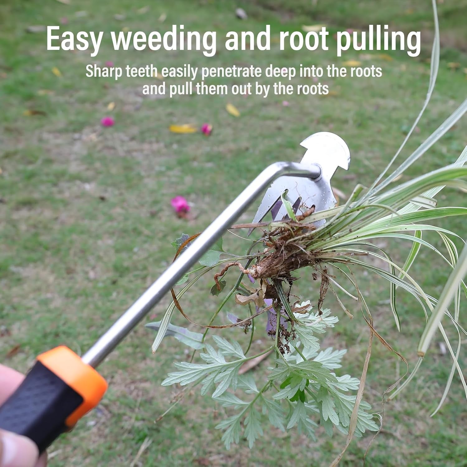 Weed Puller Tool,Portable Garden Weeder Tool,2024 New Manganese Steel Weeding Tools,For Hand Weeder Puller for Vegetable Gardening Backyard Farm Planting & Uprooting Weeding Tool (Rubber Handle)
