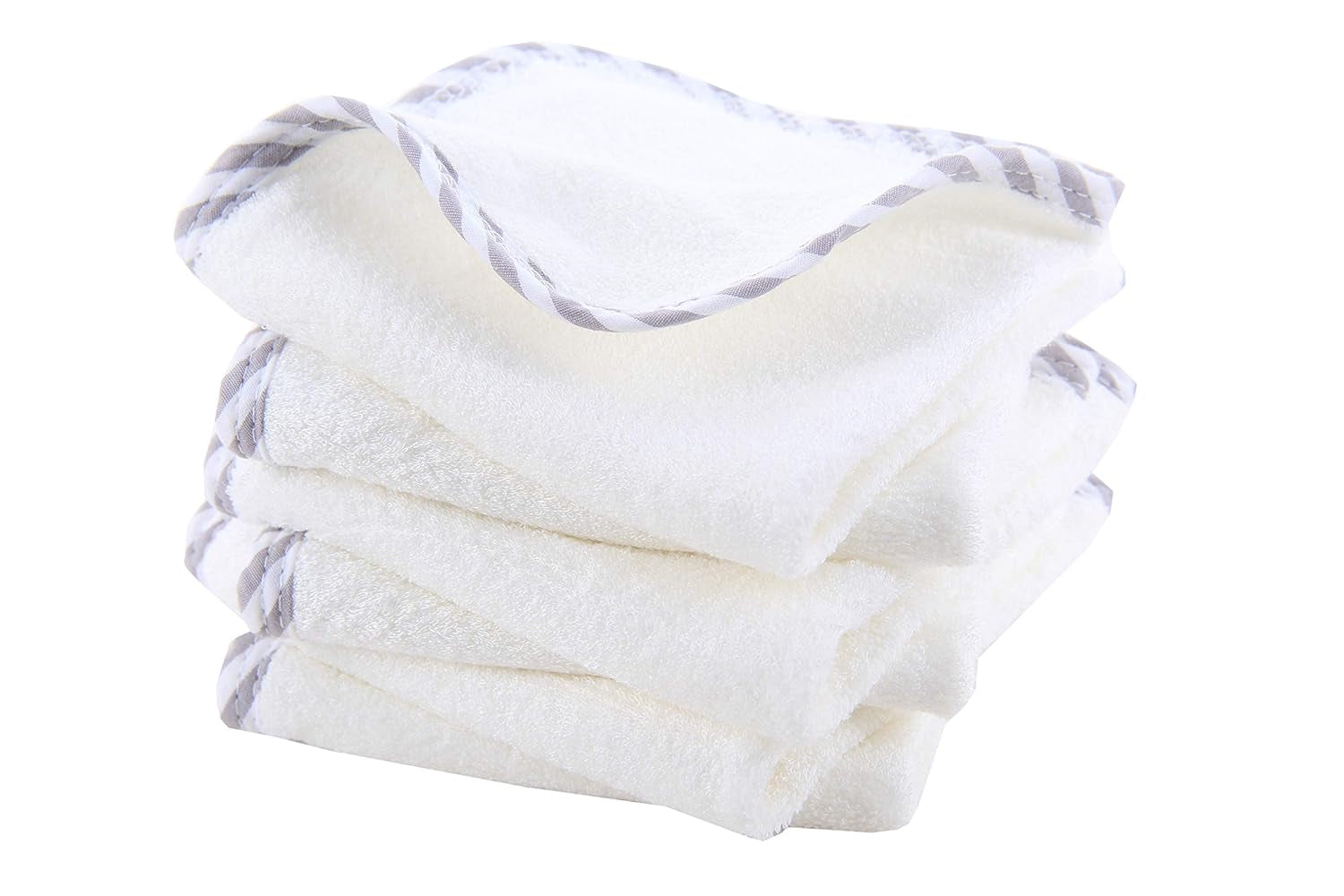HIPHOP PANDA Baby Washcloths, Rayon Made from Bamboo - 2 Layer Ultra Soft Absorbent Newborn Bath Face Towel - Reusable Baby Wipes for Delicate Skin - Gray Stripe, 6 Pack