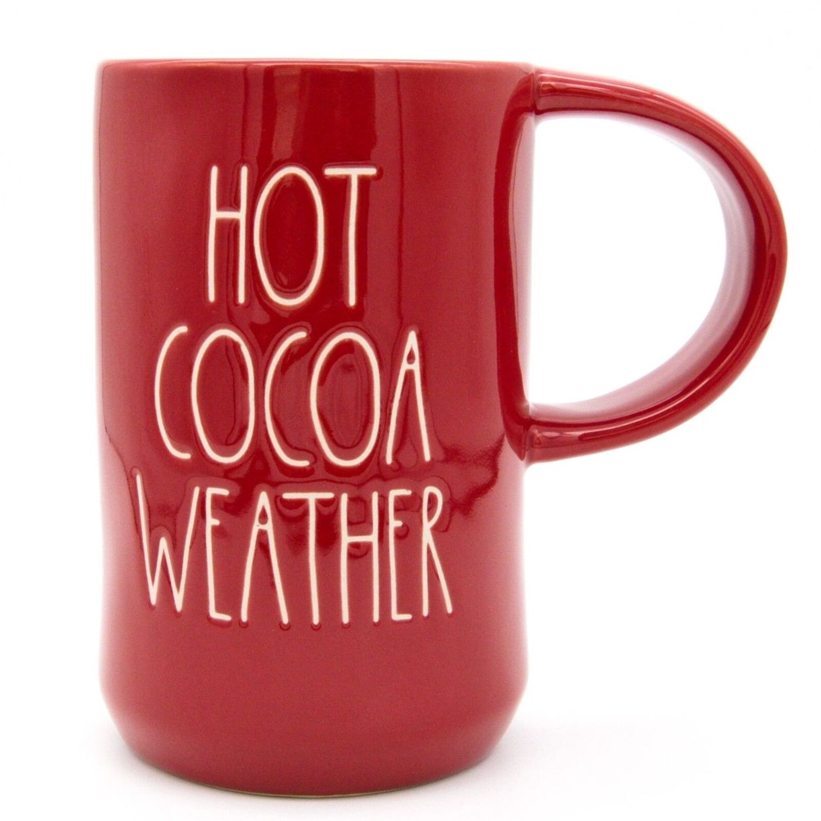 Red Rae Dunn Mug - "Hot Cocoa Weather" Tall 16oz Ceramic Hot Chocolate Cup - New
