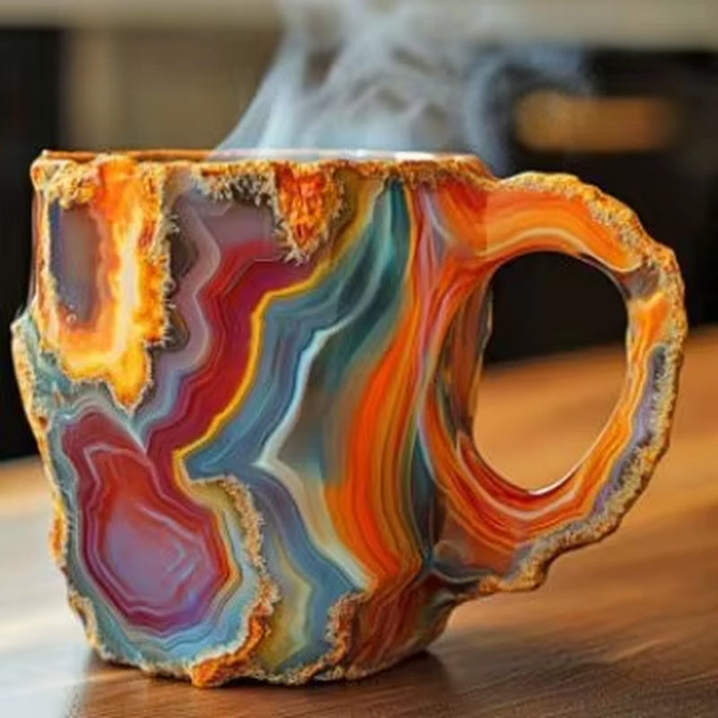 Mineral Crystal Coffee Mug – Resin Gemstone Style Cup