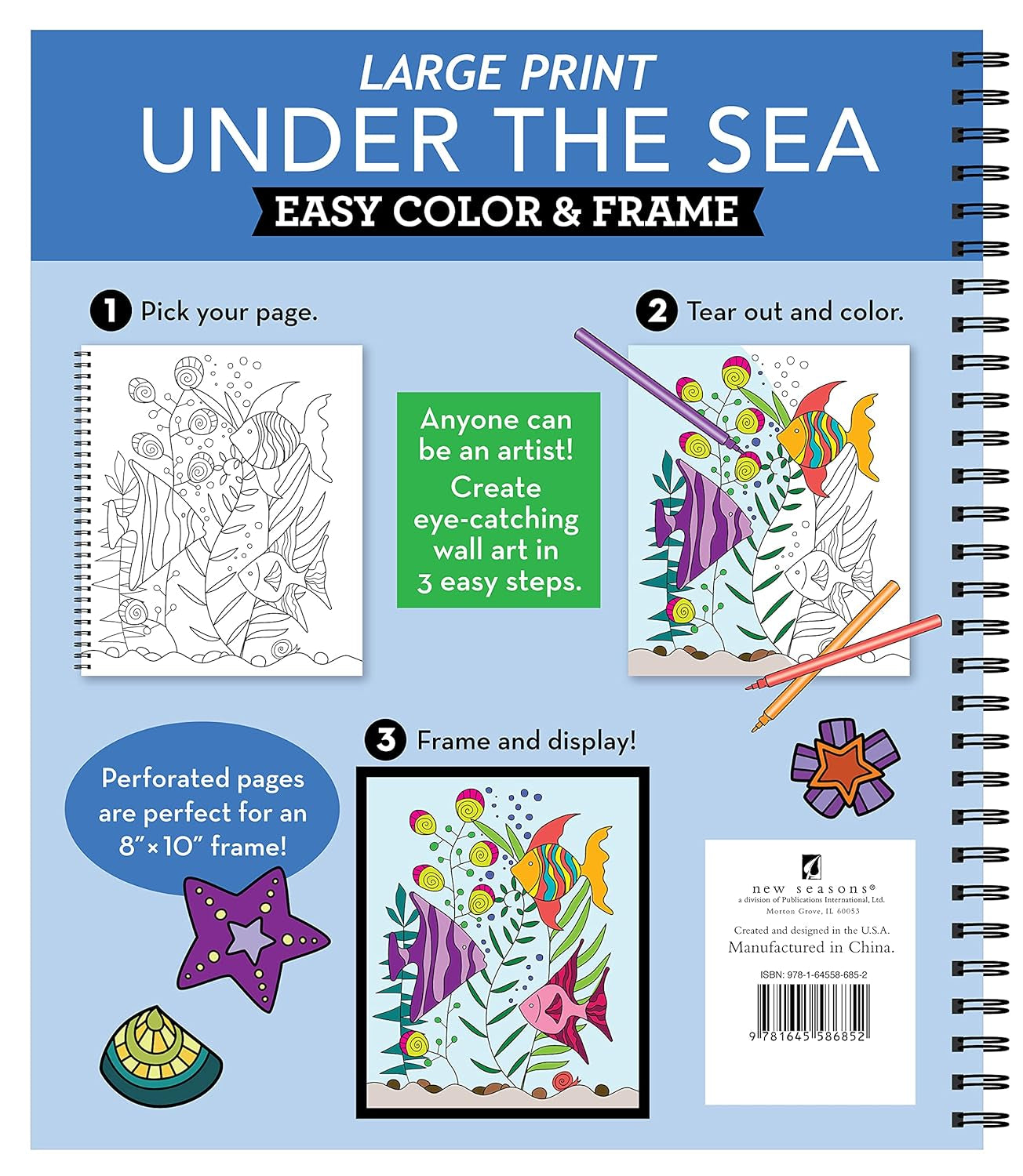 Large Print Easy Color & Frame - under the Sea (Stress Free Coloring Book)