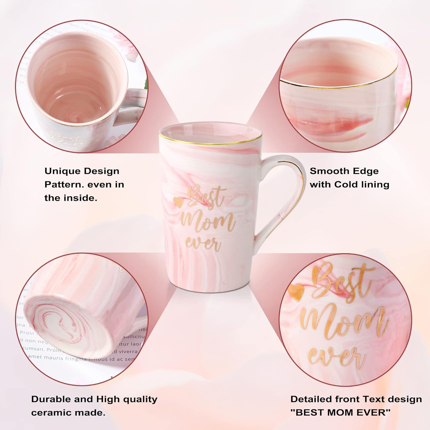 Valentine'S Day Gifts for Mom from Daughter Birthday Gifts for Women Best Mom Ever Necklace Gifts for Mama Present Mother Tote Bag Coffe Mugs Set