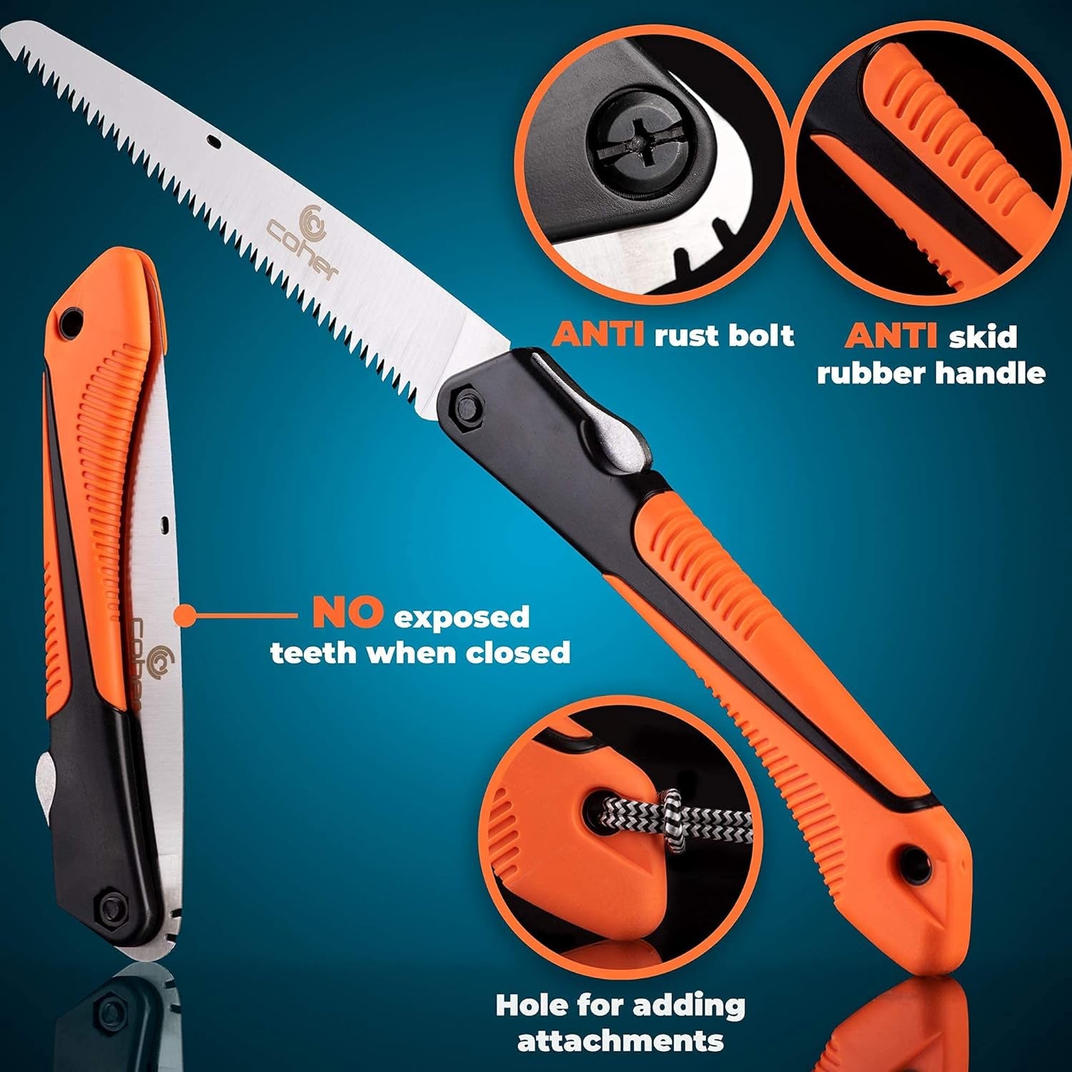 Folding Saw, 8 Inch Rugged Blade Hand Saw, Best for Camping, Gardening, Hunting | Cutting Wood, PVC, Bone, Pruning Saw with Ergonomic Non-Slip Handle Design