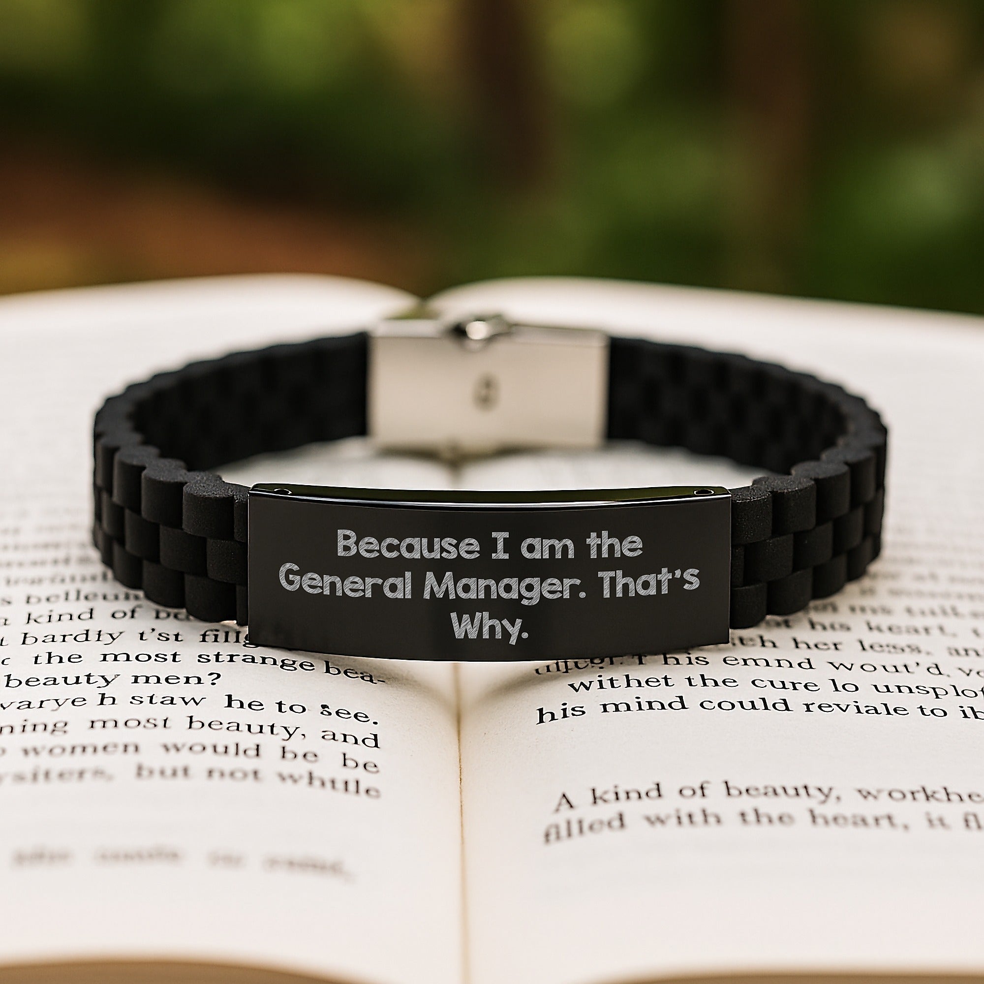 Funny General Manager Gifts for Men, Glide lock Clasp Bracelet with 'Because I Am The General Manager. That's Why.' Quote, Christmas Unique Gifts from Husband to General Manager - Image 2
