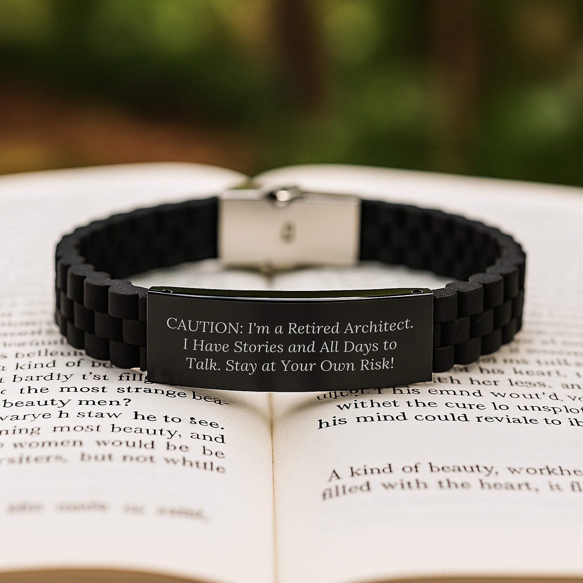Funny Architect Gifts from Friends to Coworkers - Glide lock Clasp Birthday Unique Gift for Him or Her - 'Caution: I'm A Retired Architect...' - Image 2