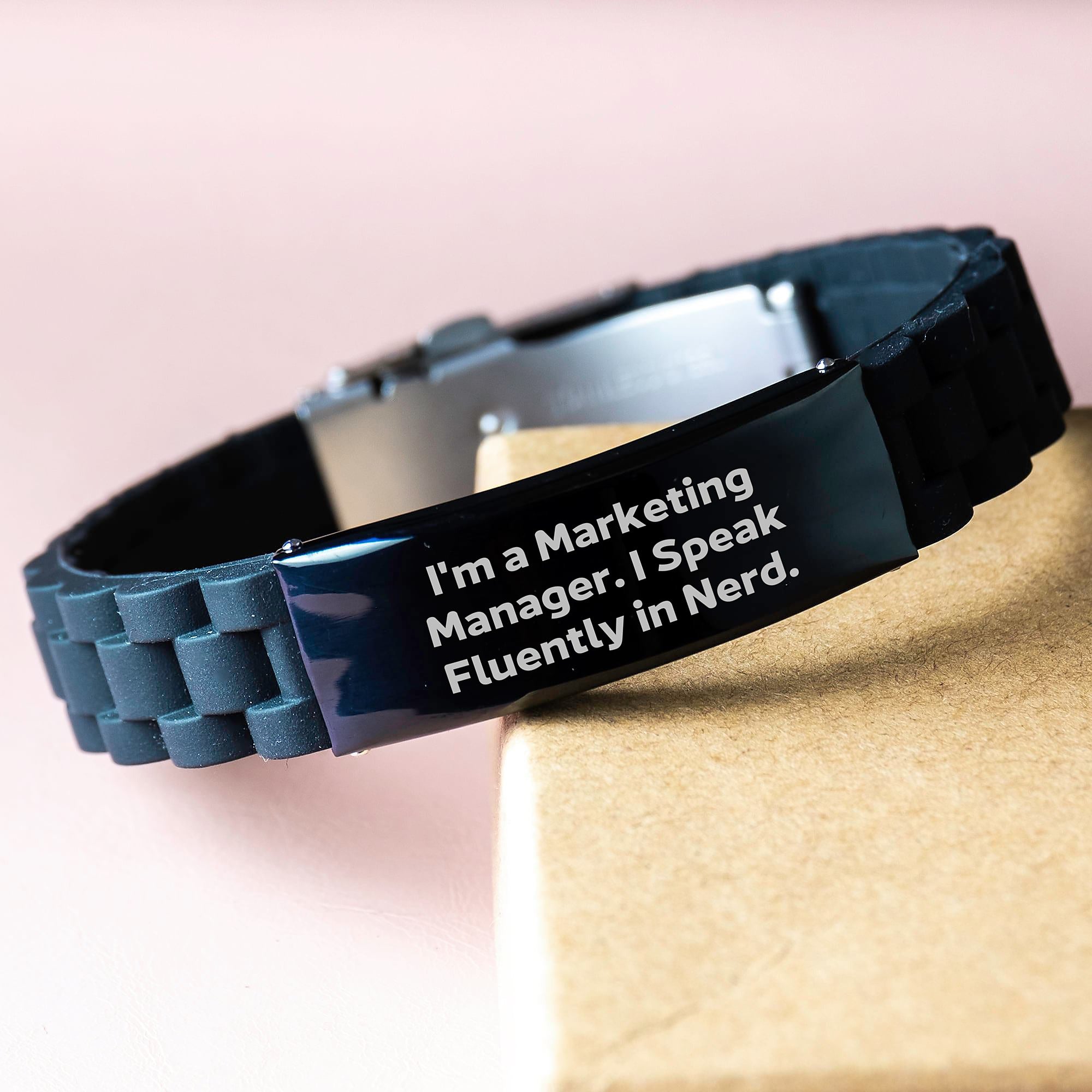 Marketing Manager Gifts from Friends, 'I'm A Marketing Manager. I Speak Fluently In genius.' Glide lock Clasp Bracelet for Graduation New Arrival - Image 3