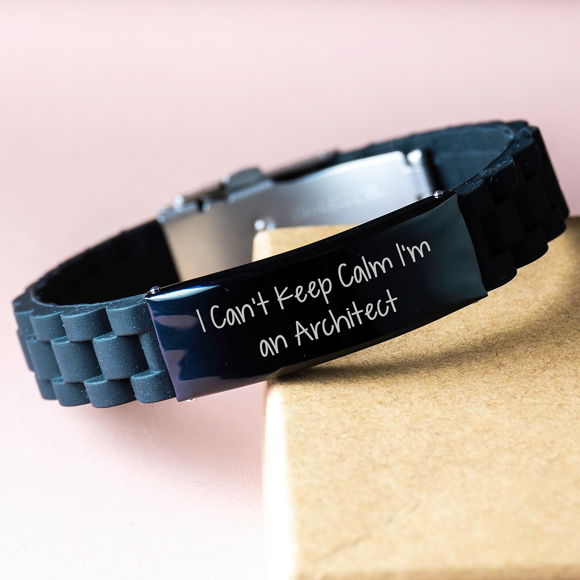 Funny 'I Can't Keep Calm I'm An Architect' Gift for Architect Friends and Family, Glide lock Clasp Black Architect Bracelet, Christmas Unique Gifts from Men, Women, Coworkers, Family - Image 3