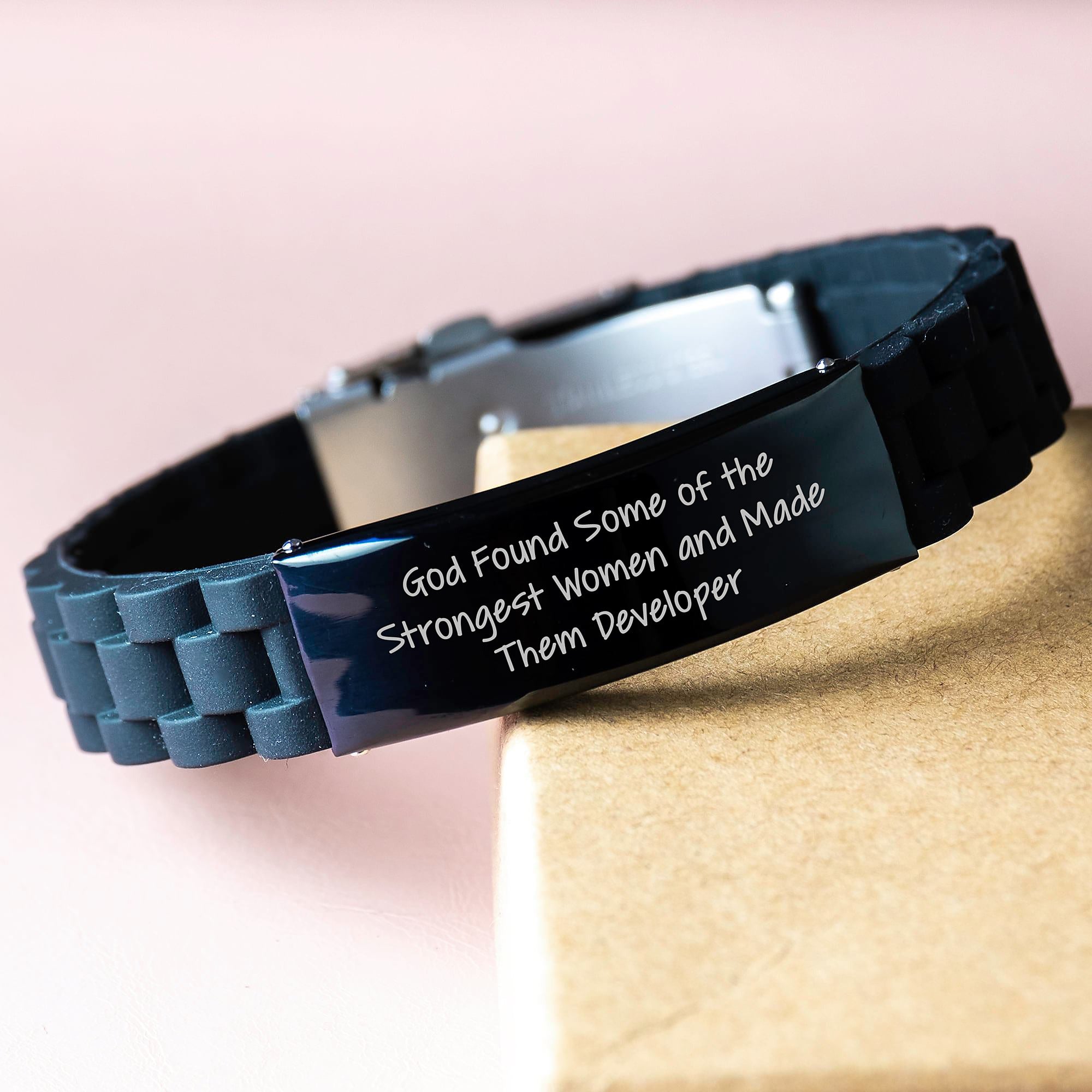 Funny Developer Gifts, Glide lock Clasp Bracelet for Women, Christmas Unique Gifts from Men to Friends, Empowering Women in Tech Quote - Image 3