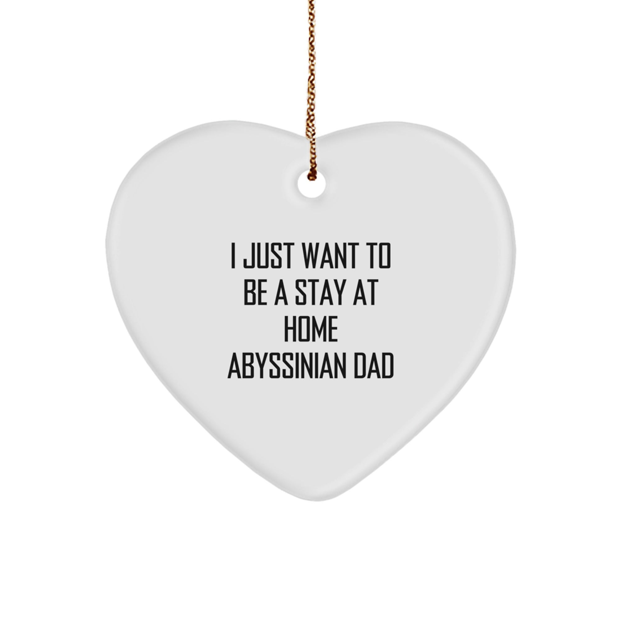Abyssinian Cat Dad's Funny Heart Ornament Gifts from Family, Friends, or Coworkers for Christmas - I Just Want To Be A Stay At Home Abyssinian Dad