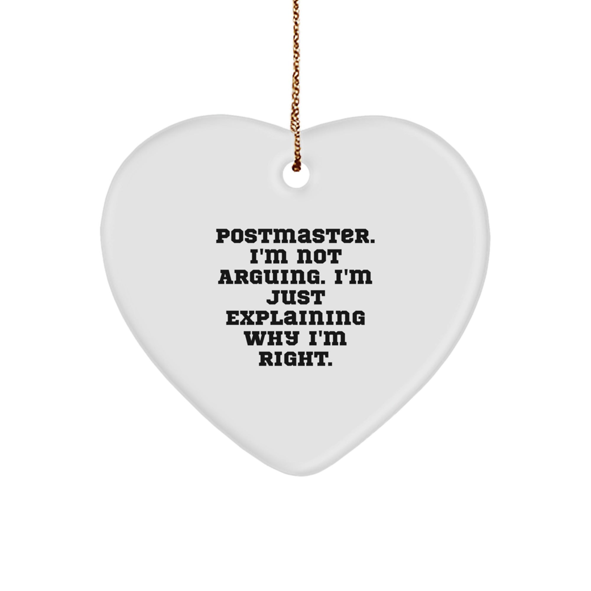 Christmas Unique Gift Postmaster Heart Ornament for Her Present Bright