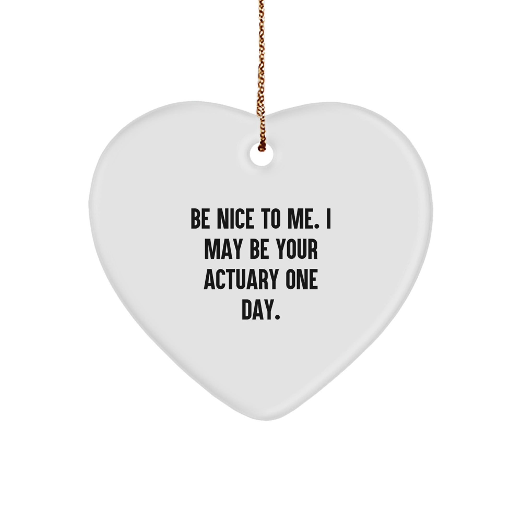 Funny Actuary Gifts, Heart Ornament, Be Nice To Me I May Be Your Actuary One Day, Gifts for Actuary from Friends, Unique Christmas Unique Gifts