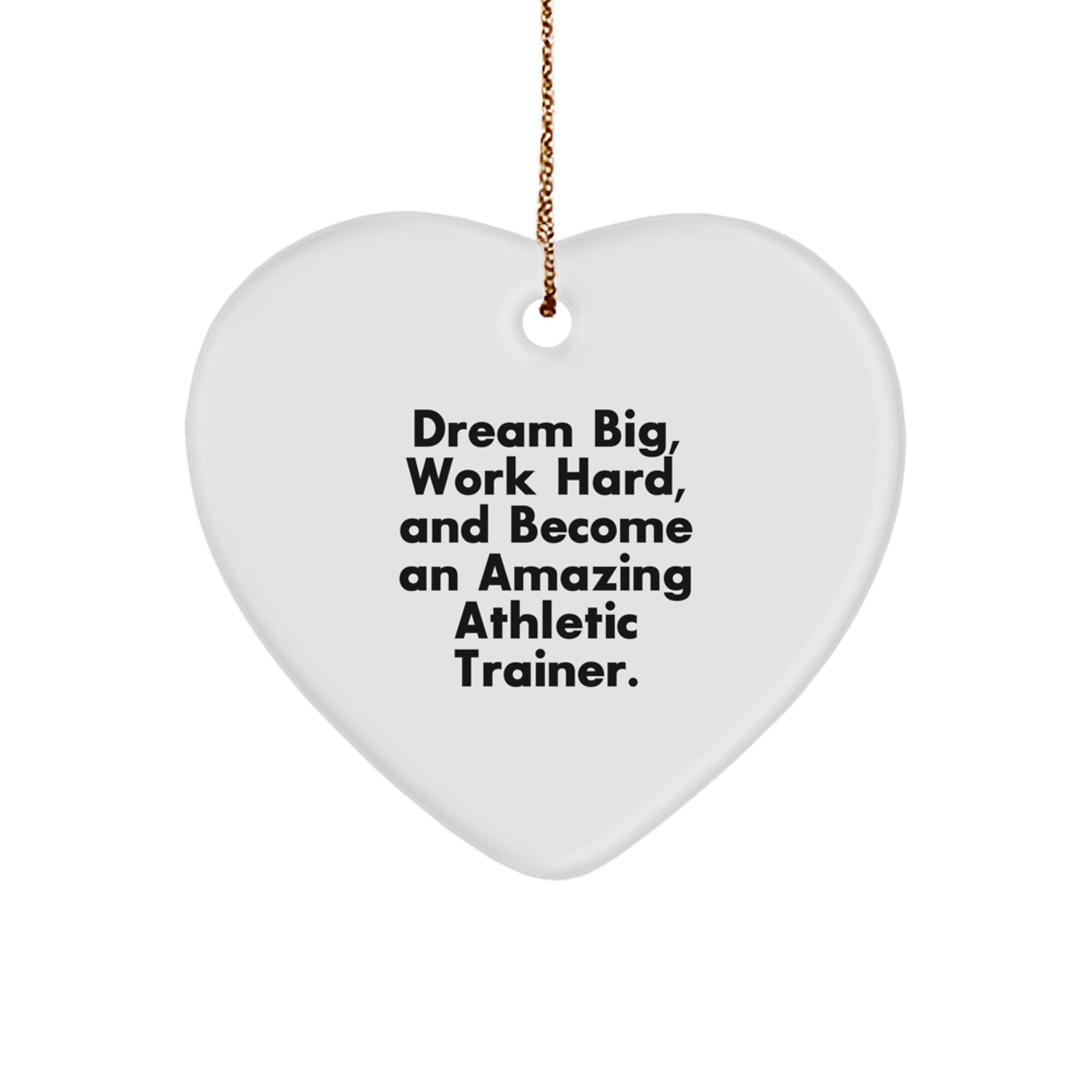 Funny Inspirational Heart Ornament Gifts for Athletic Trainer Friends, Gift from Family with Quote 'Dream Big, Work Hard, Become Amazing' for Christmas