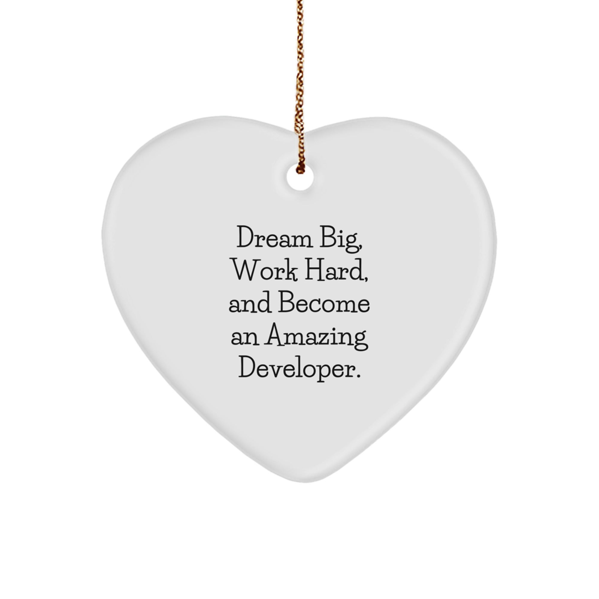 Inspirational Developer Heart Ornament Gifts from Friends and Family for Men and Women, 'Dream Big Work Hard Become Amazing Developer', Christmas Unique Gifts