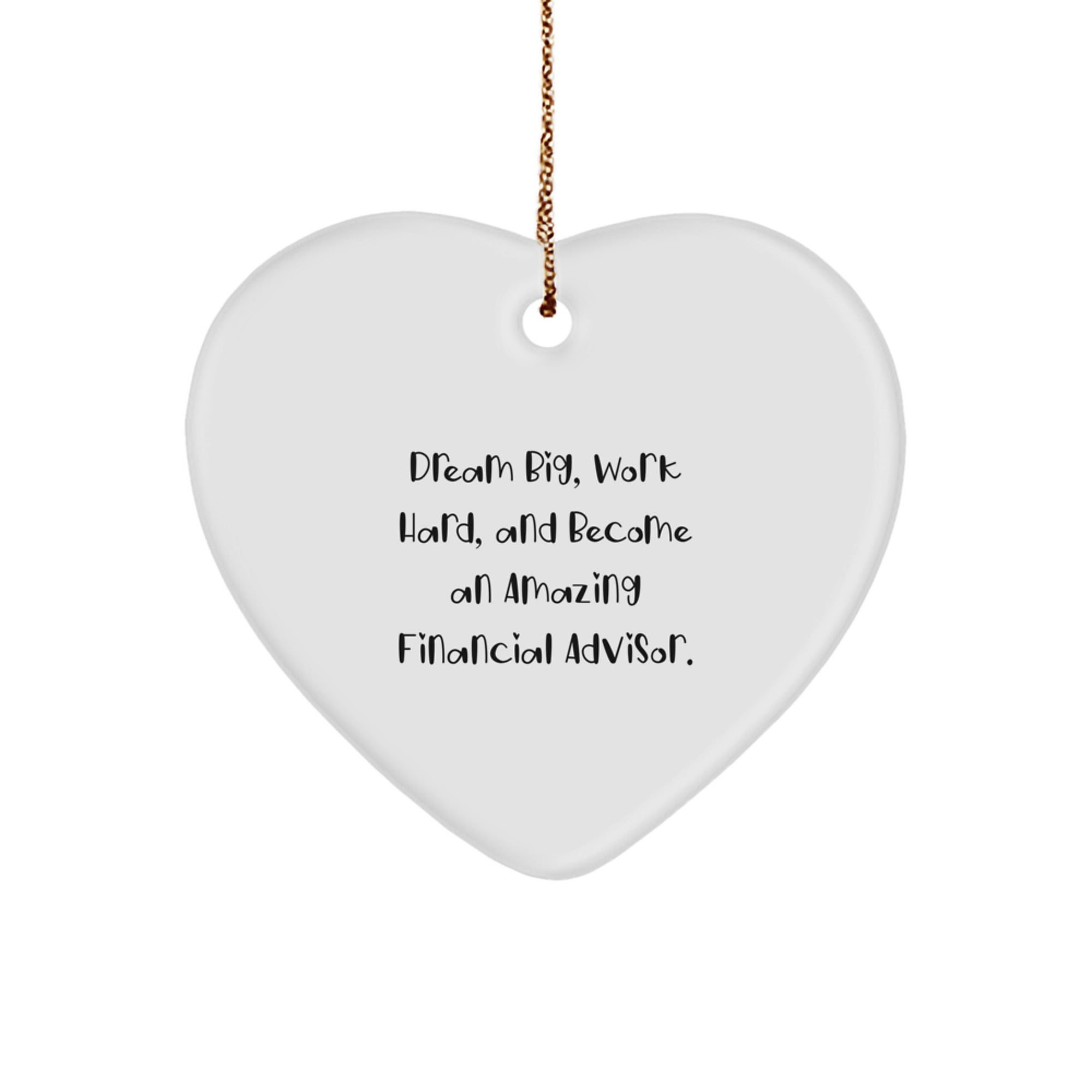Funny Financial Advisor Heart Ornament Gifts from Men to Friends, Gifts for Women, Inspirational Quote 'Dream Big, Work Hard' Christmas Unique Gifts