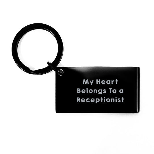 Funny Receptionist Gifts from Friends - My Heart Belongs To A Receptionist Keychain for Graduation - Image 1