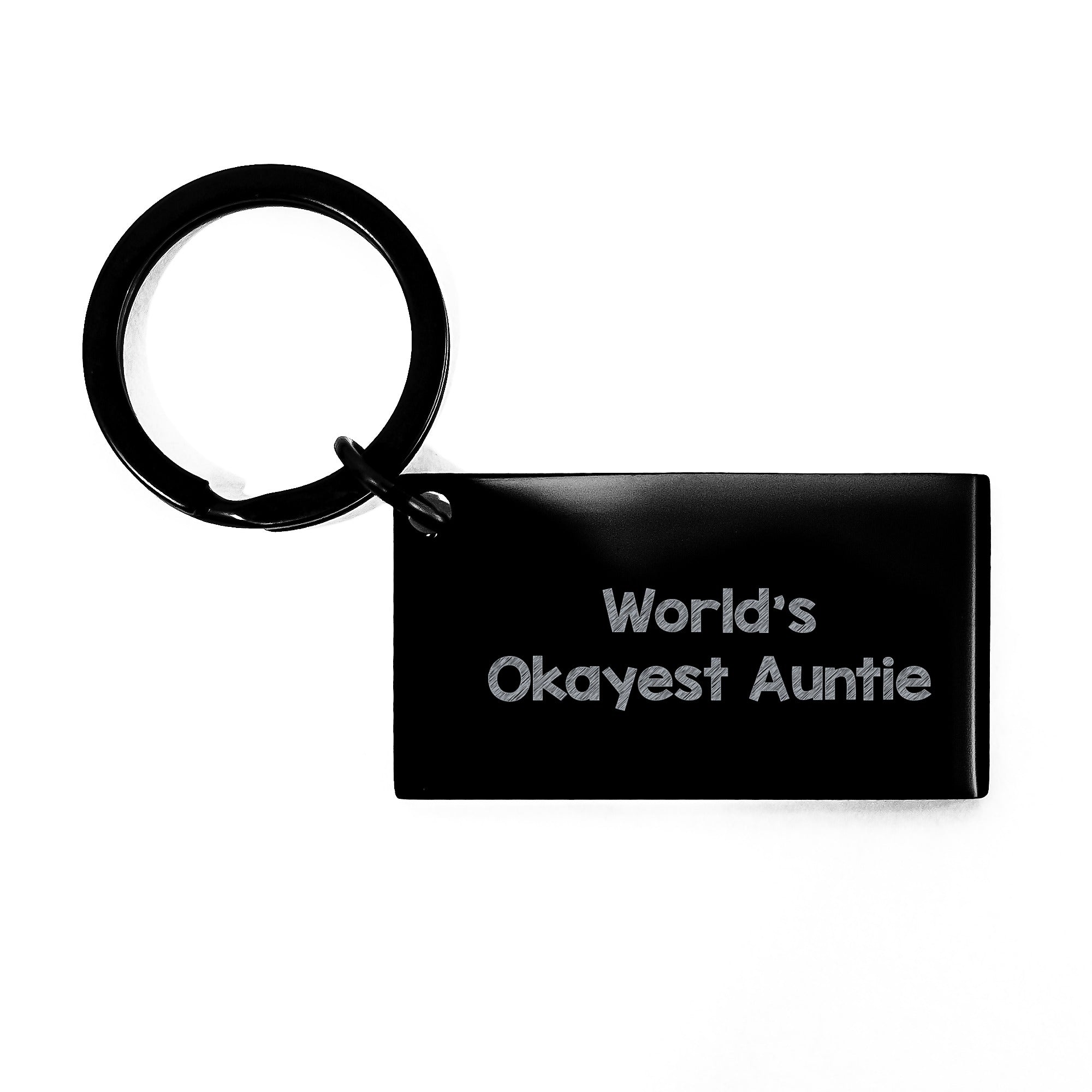 Funny Auntie Gifts from Men, World's Okayest Auntie Keychain, Birthday Unique Gifts for Auntie