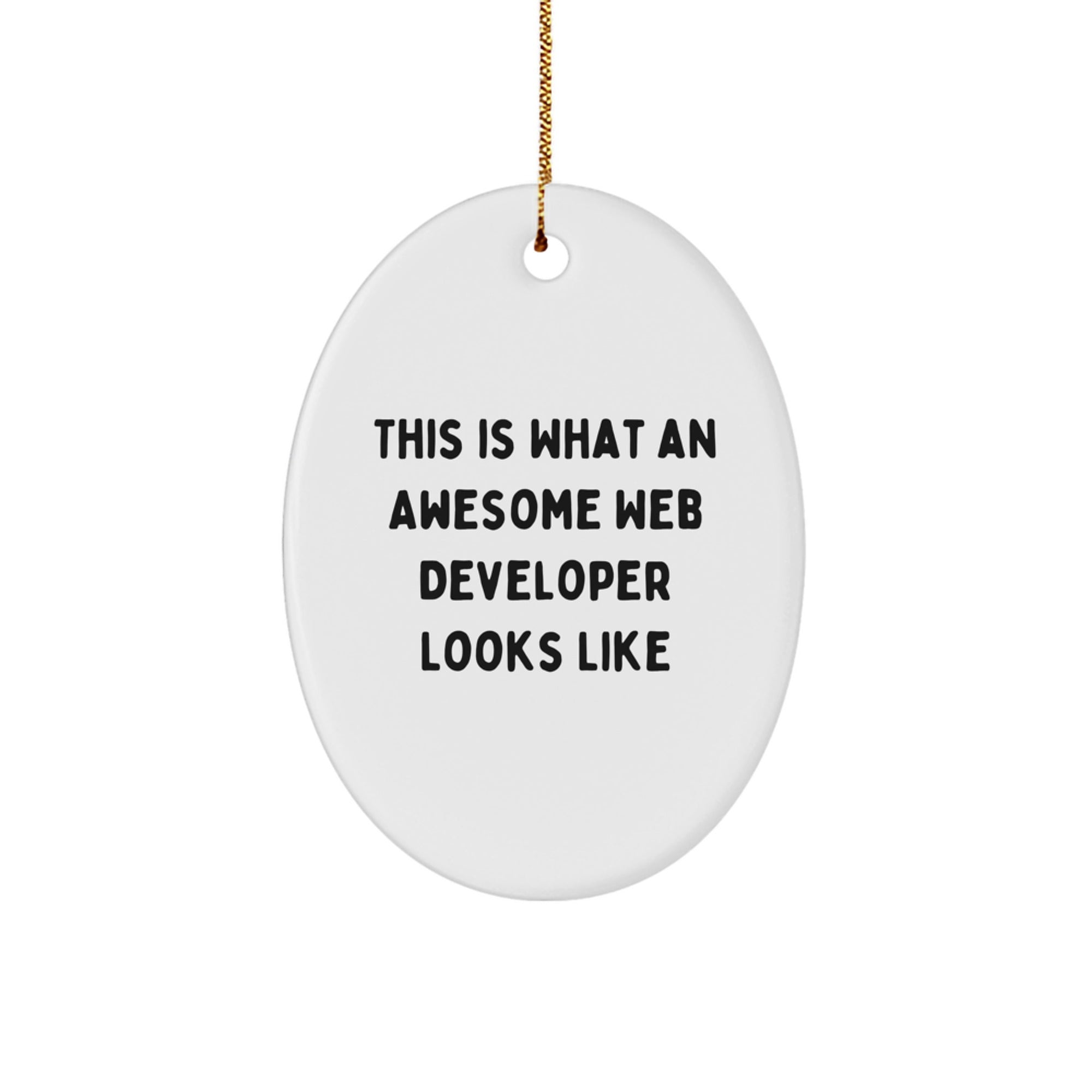 Funny Web Developer Gifts for Men, Women, Friends, Coworkers, Family - 'This Is What An Awesome Web Developer Looks Like' Oval Ornament for Christmas