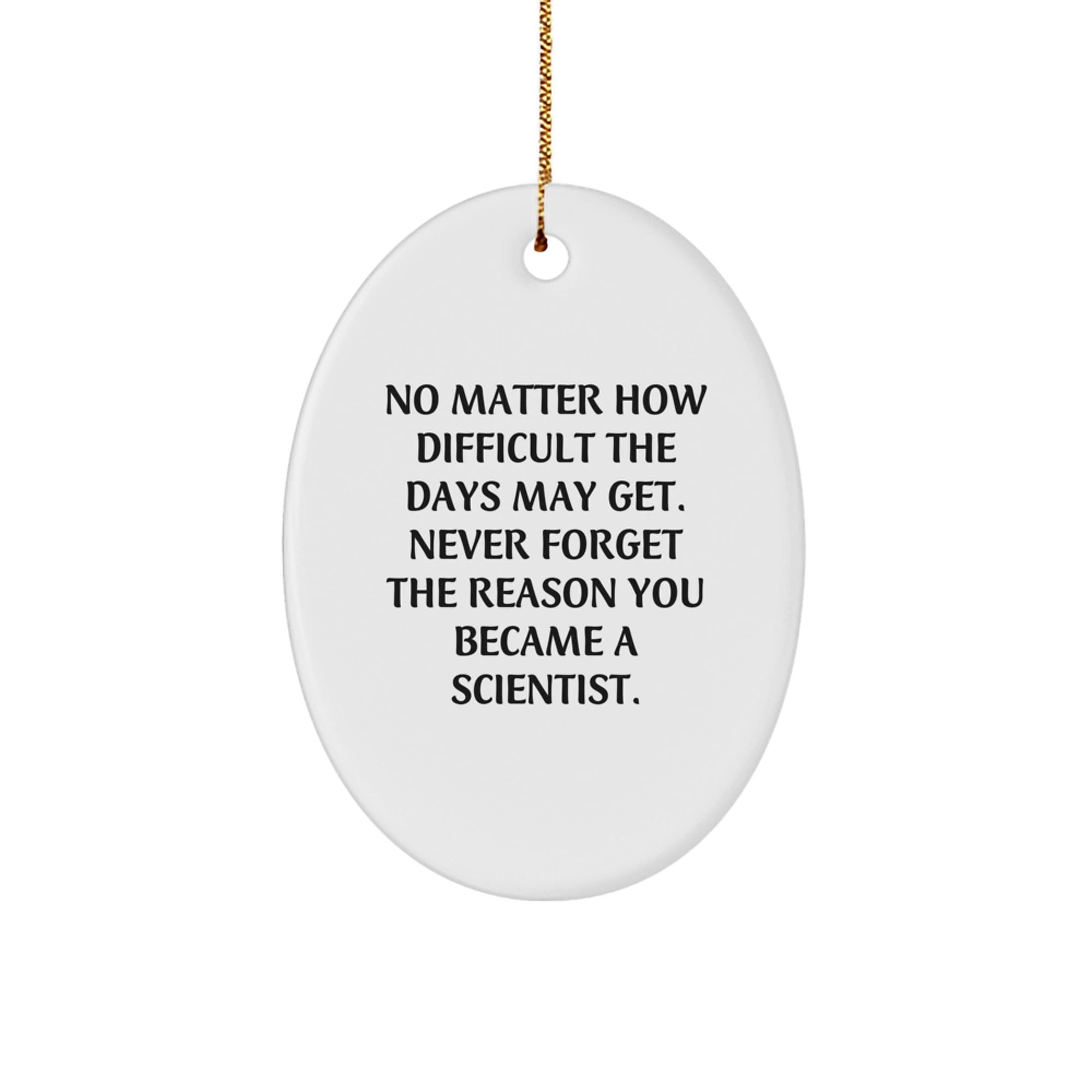 Unique Oval Ornament Gifts from Friends to Family Scientists with Inspirational Quote 'Never Forget The Reason You Became A Scientist' for Christmas