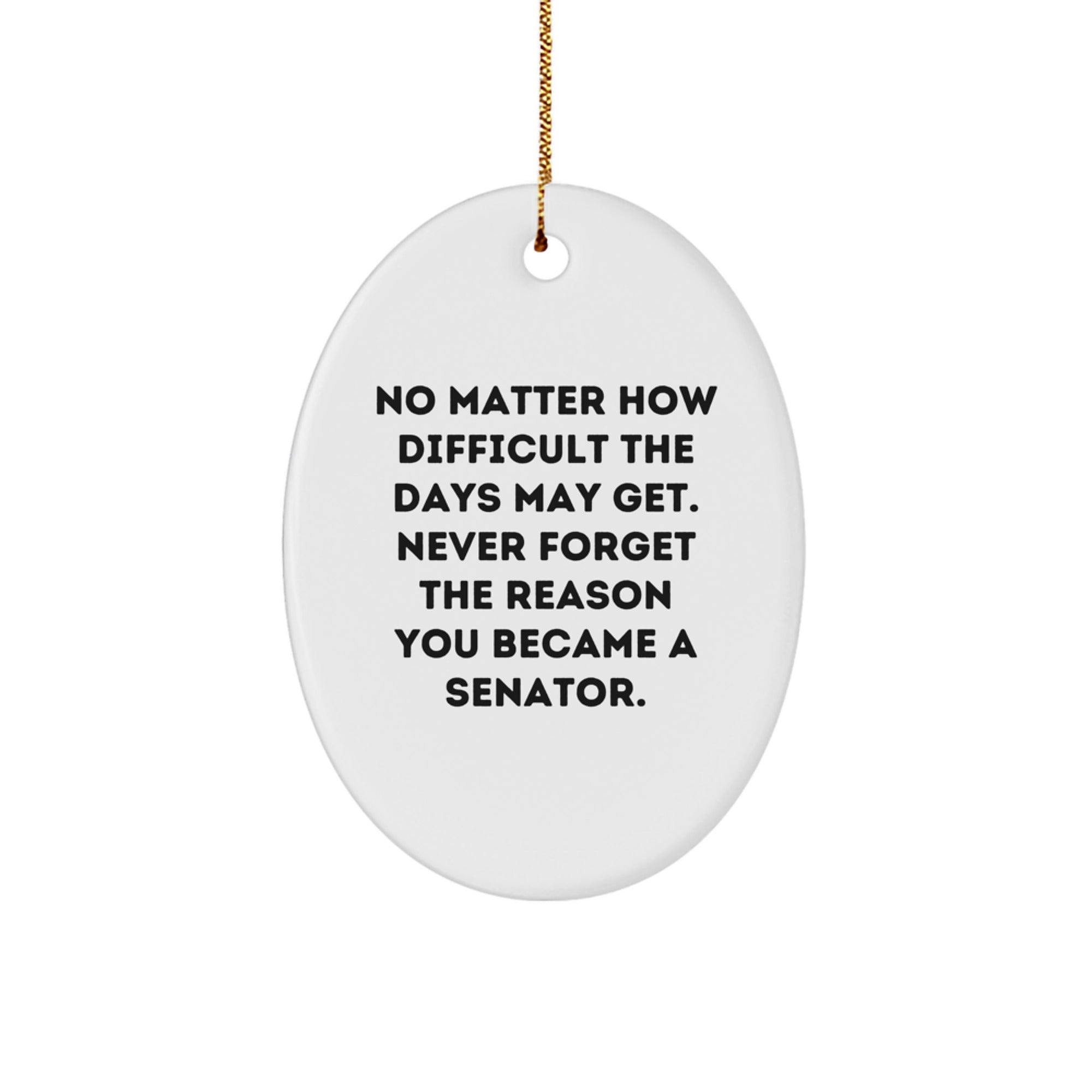 Gifts from Family Members for Senator - Inspirational Oval Ornament for Christmas Unique Gifts